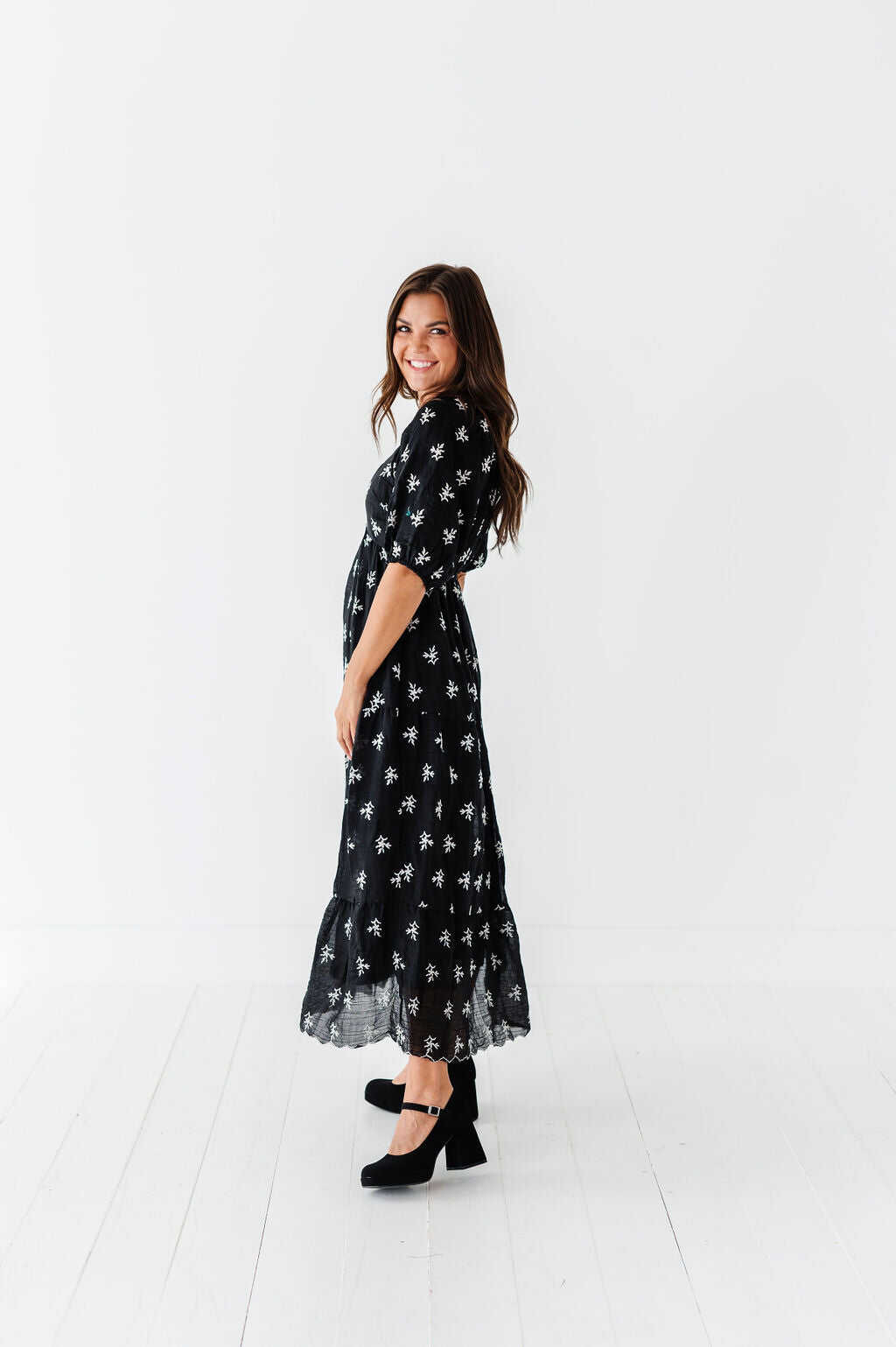 Pearl Midi Dress in Black - Size Small, Medium, & 3X Left