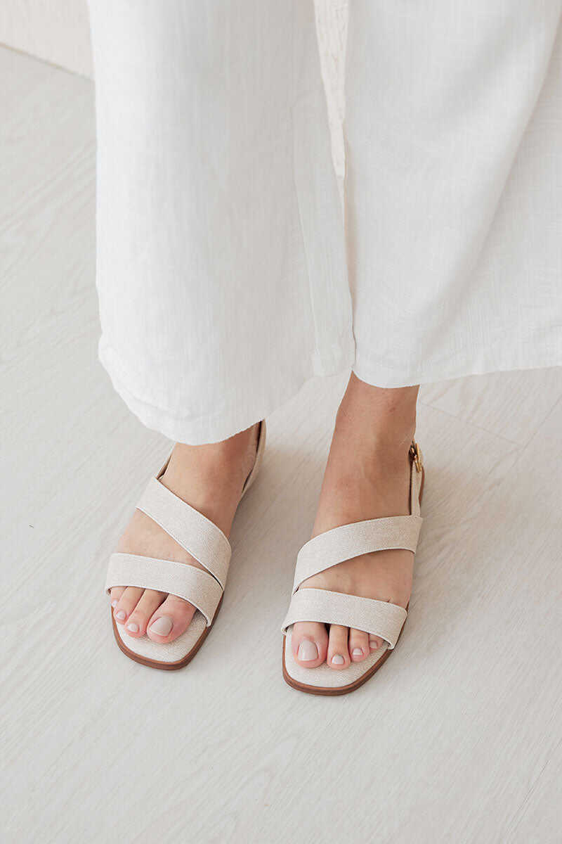 Charleey Irregular Strap Cloud Sandals in Waterproof Linen