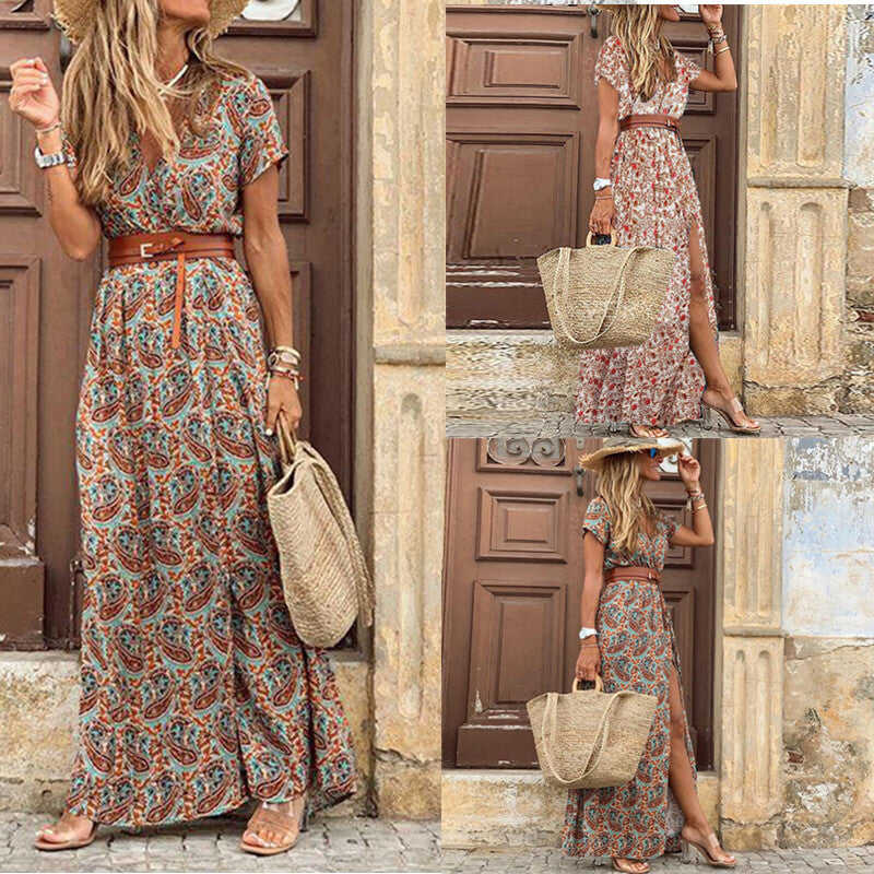 Bohemian V-neck floral dress