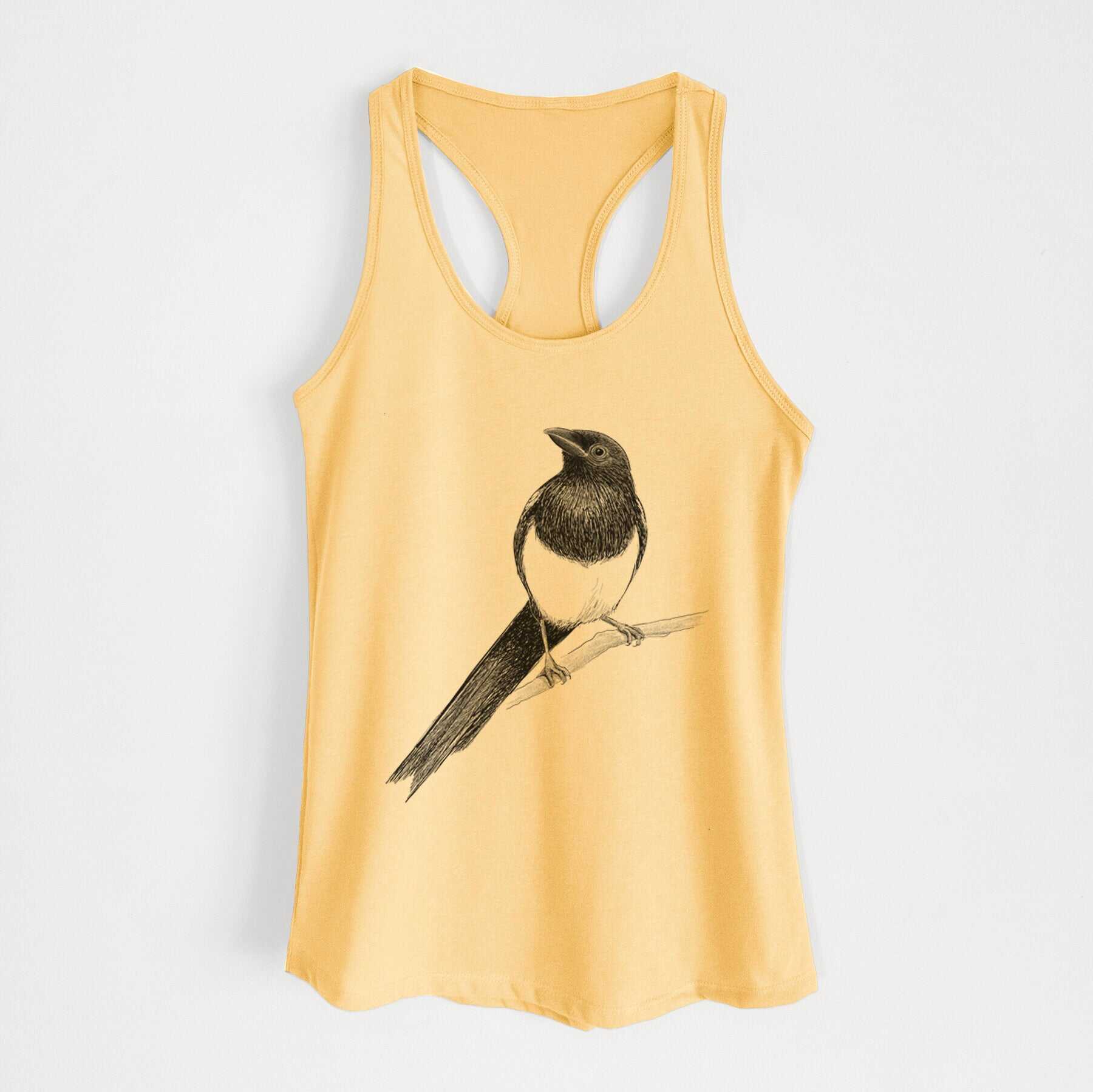 Black-billed Magpie - Pica hudsonia - Women's Racerback Tanktop