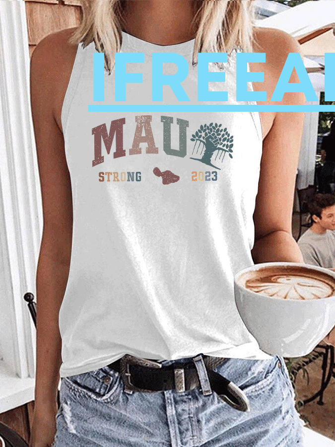 Women's pray for maui lahaina print casual tank top