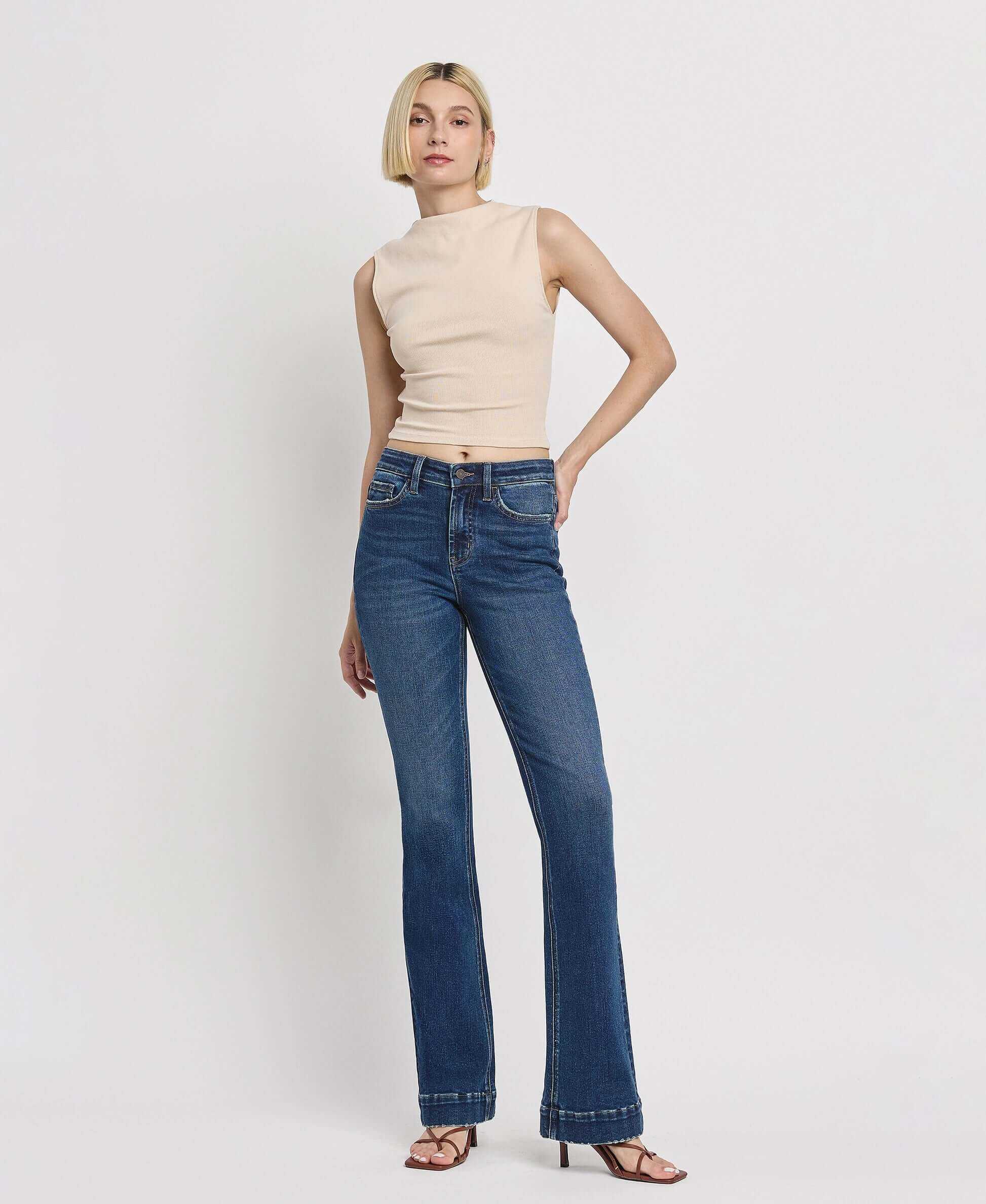 Vervet by Flying Monkey Sustainability High Rise Trouser Fit Boot Cut Jeans