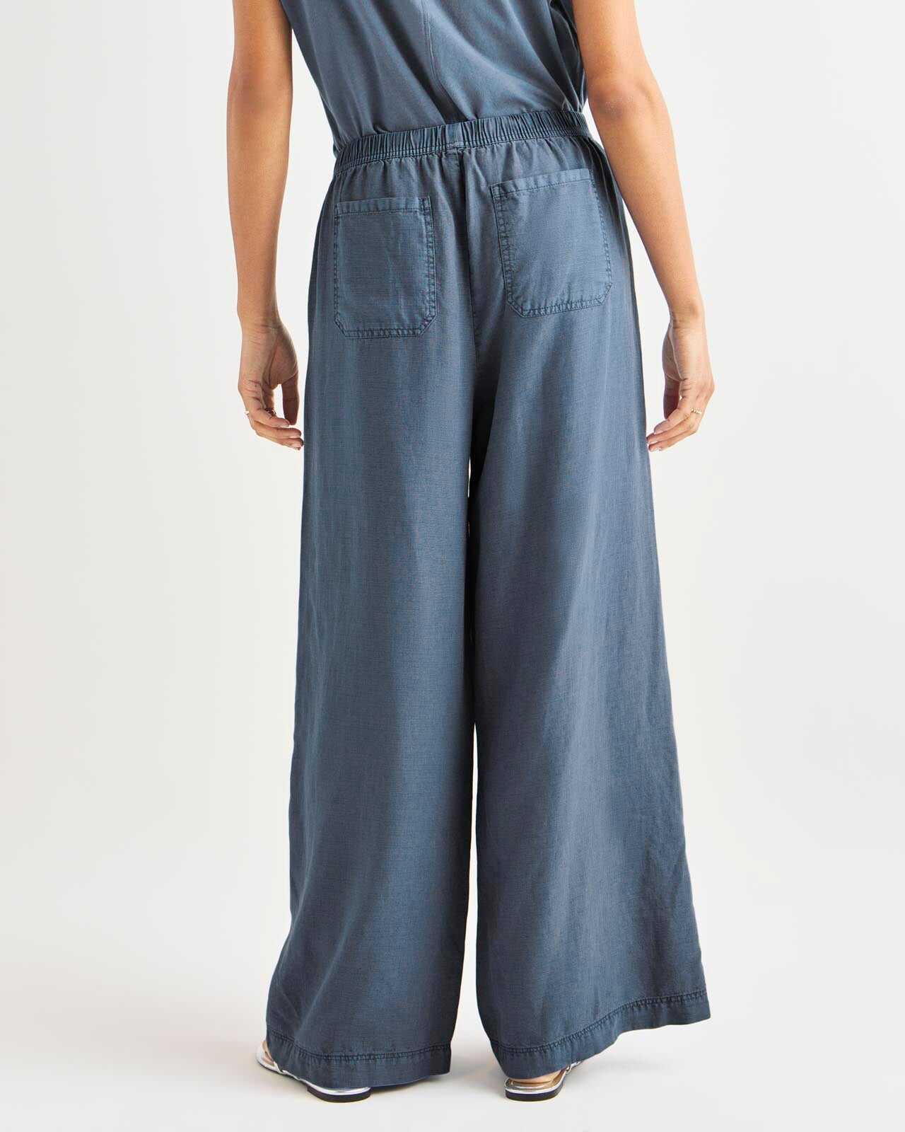 Women's Summer Linen and Lyocell Wide Leg Pants