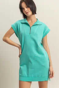 FINAL SALE Half Zip Mock Neck Dress (MULTIPLE COLORS) *Final Sale*