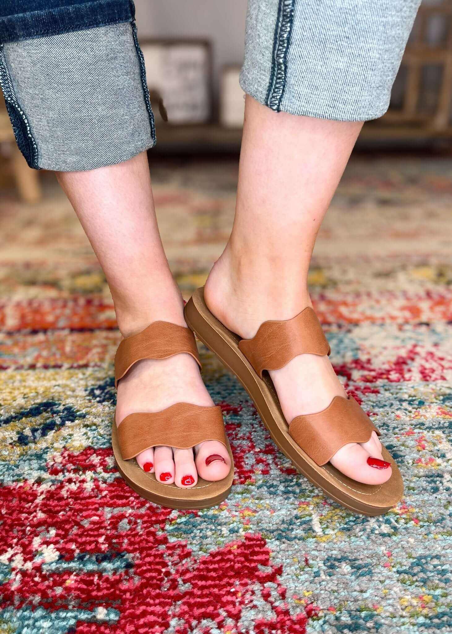 Corkys Footwear Wishy Washy Sandal Slide - Cognac
