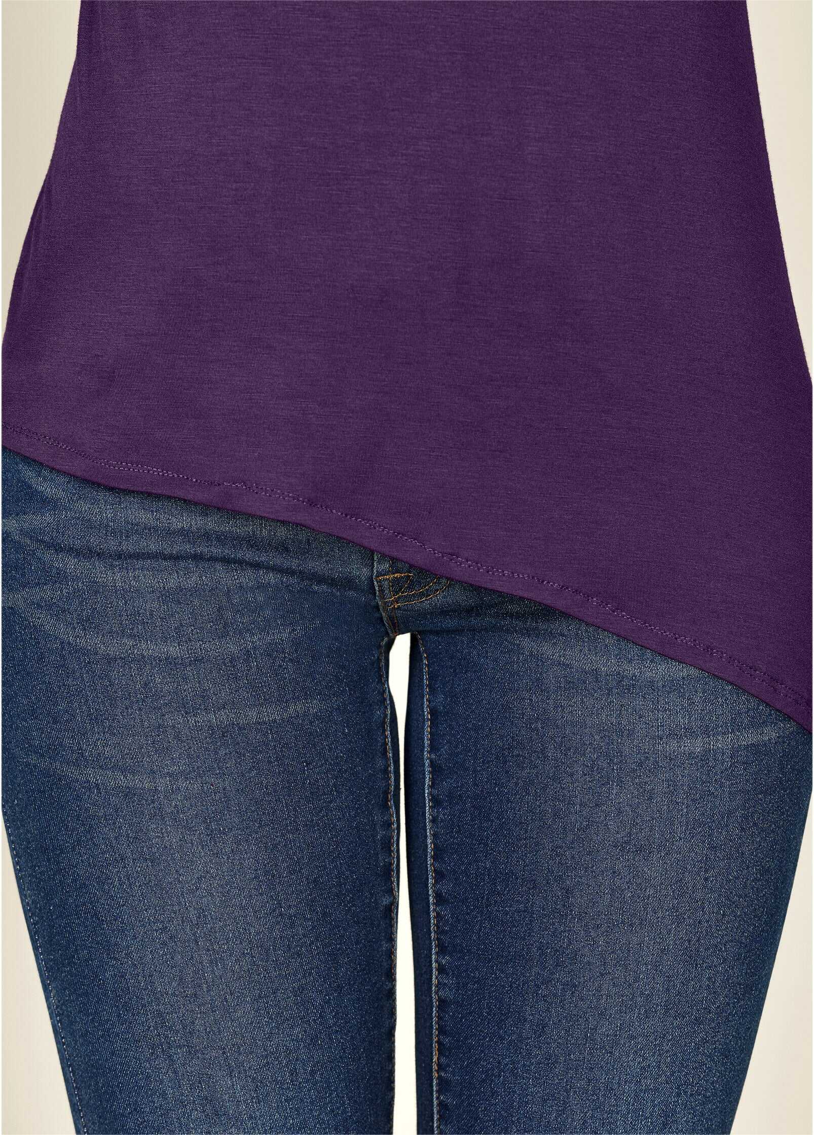 V-Neck Cold-Shoulder Top - Dark Purple