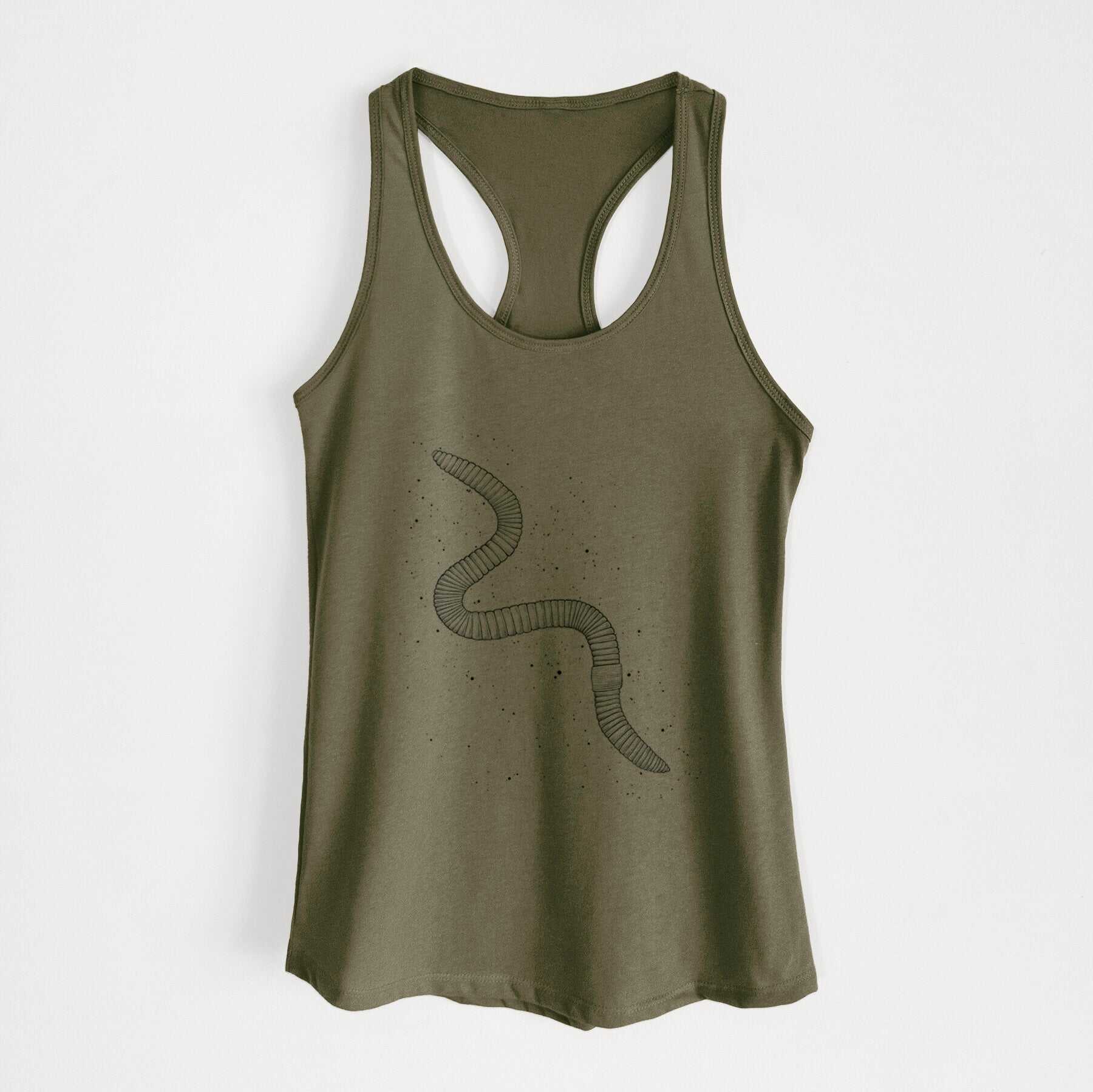 Common Earthworm - Nightcrawler - Lumbricus terrestris - Women's Racerback Tanktop