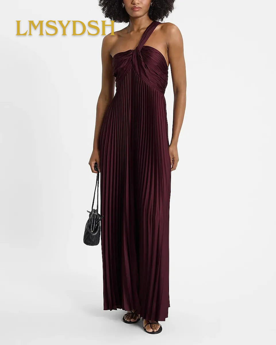 Pleated One Shoulder Maxi Dress