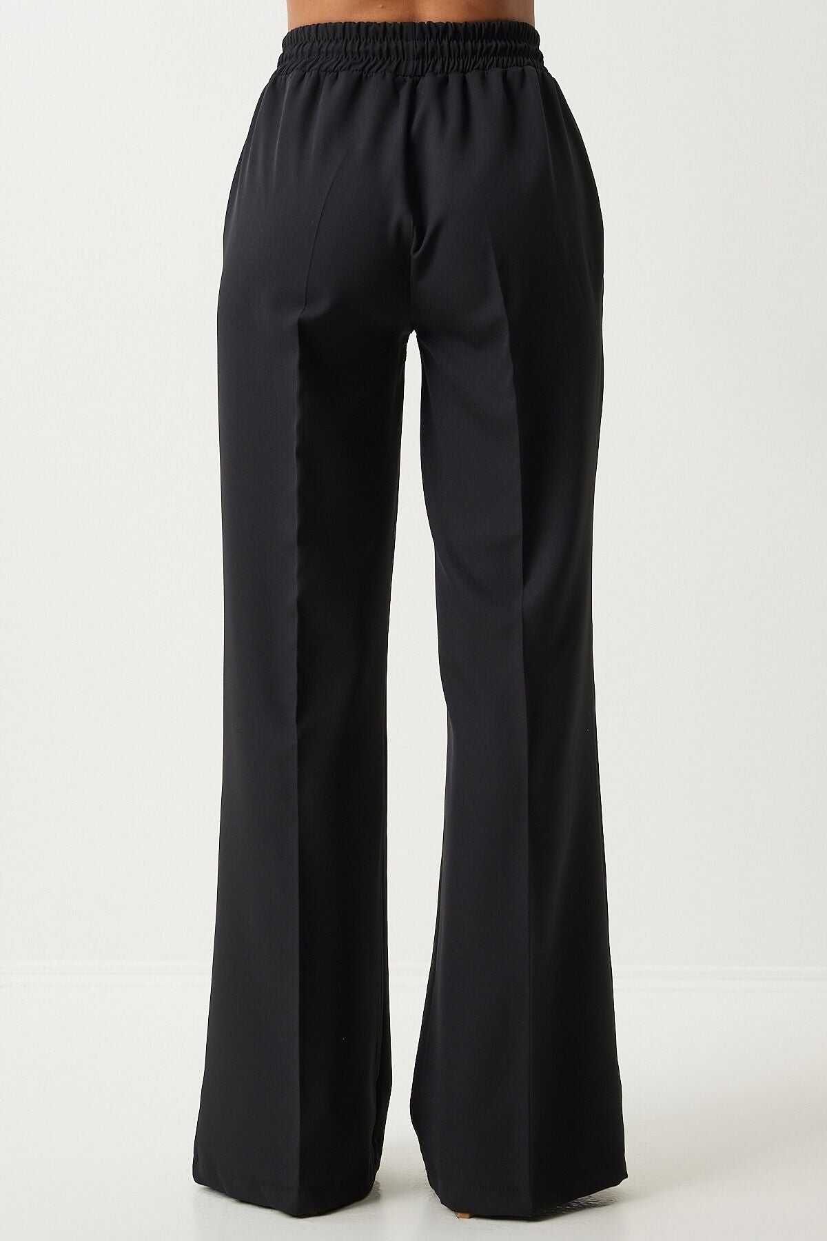 Silkcomo Elegant Black Double-Breasted Sleeveless Suit with Wide-Leg Trousers Set
