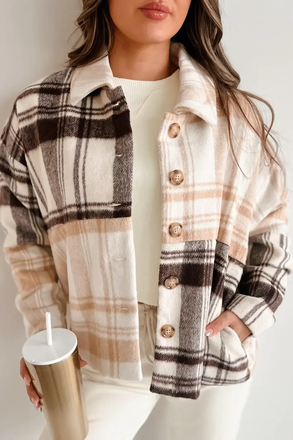 Autumn Harvest Mixed Plaid Oversized Jacket