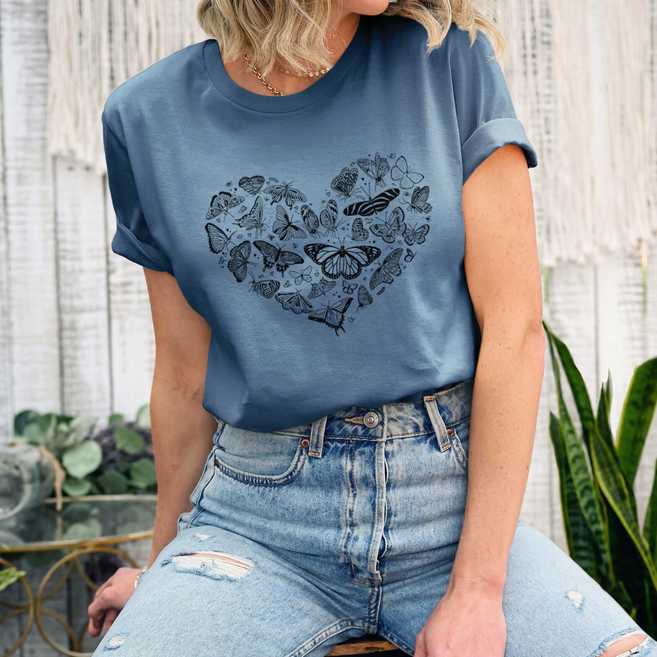 Heart Full of Butterflies - Lightweight 100% Cotton Unisex Crewneck
