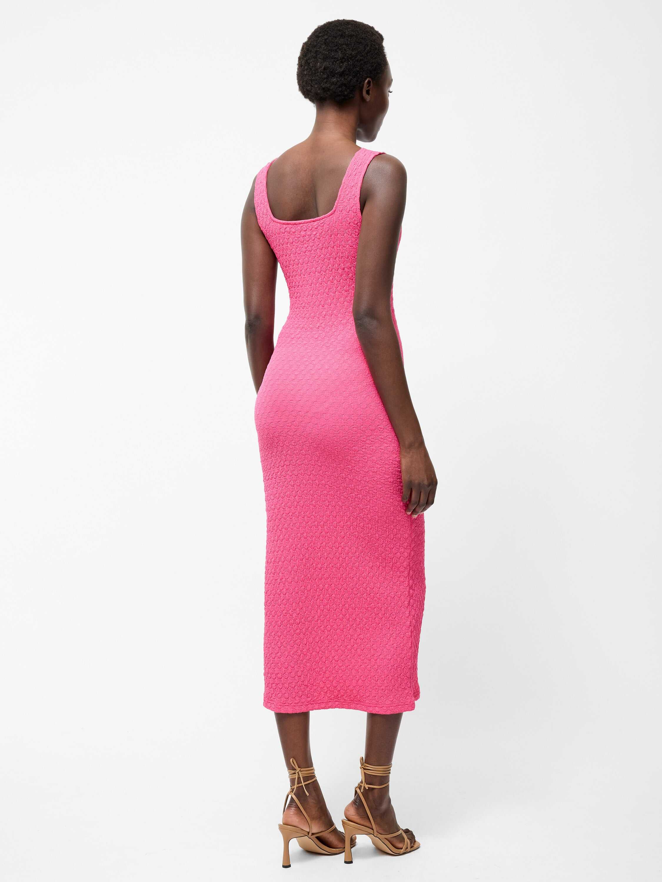 Textured Square Neck Midi Dress