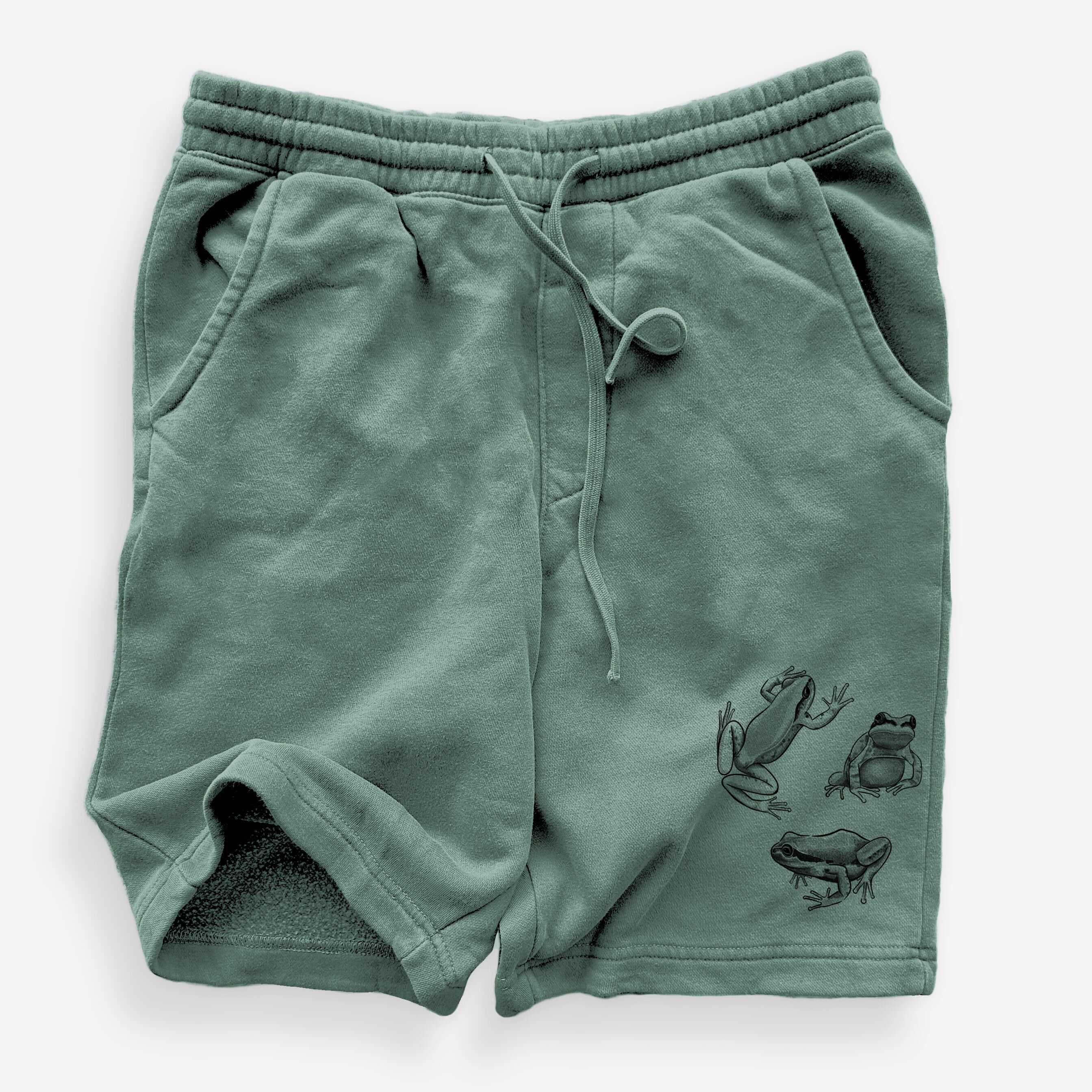 Pacific Tree Frogs - Pseudacris regilla - Unisex Pigment Dyed Shorts