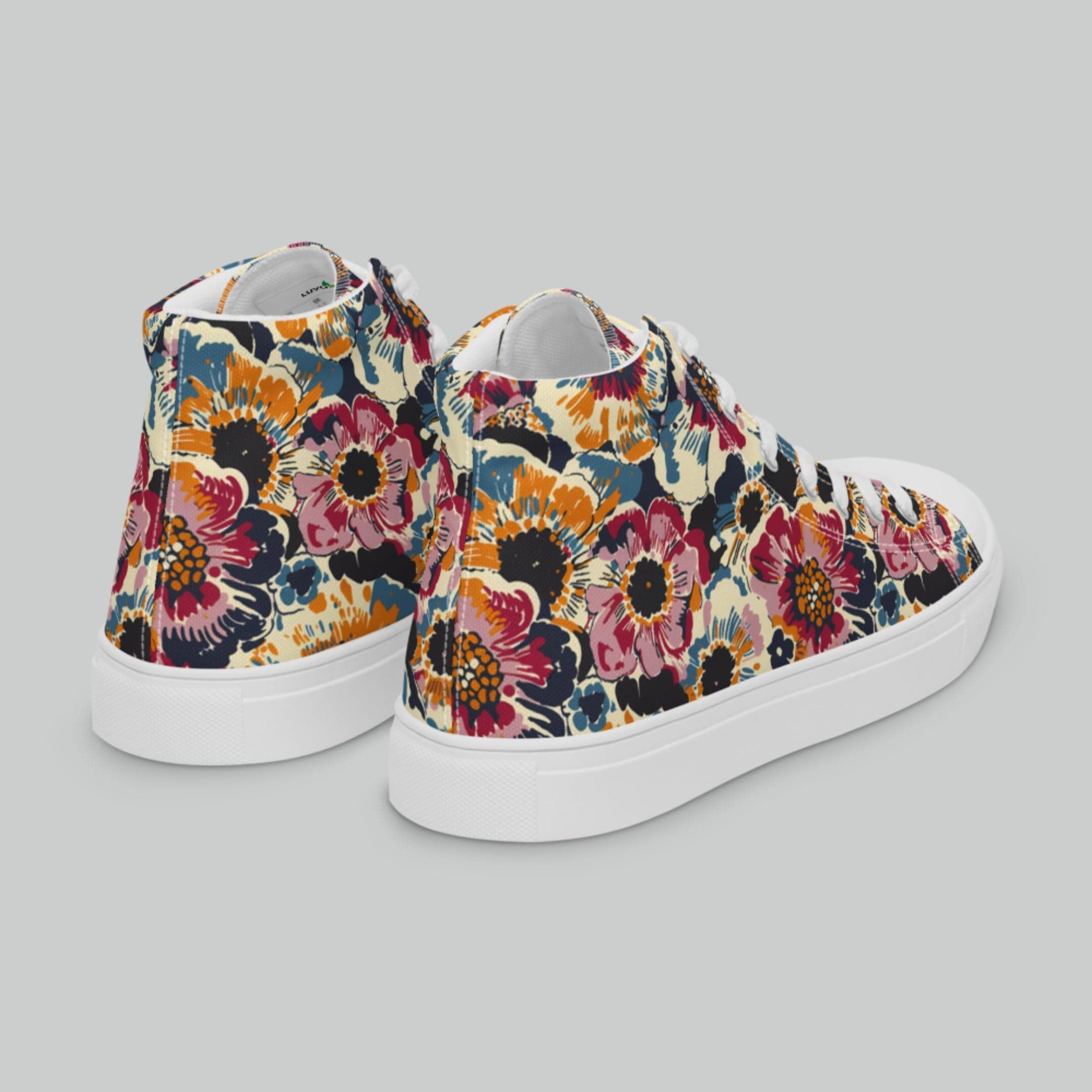 Bold Vintage Floral High Top Canvas Shoes