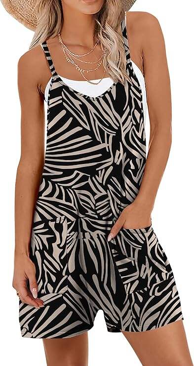 Loose Fit Sleeveless Romper Featuring Soft Stretch And Light Feel