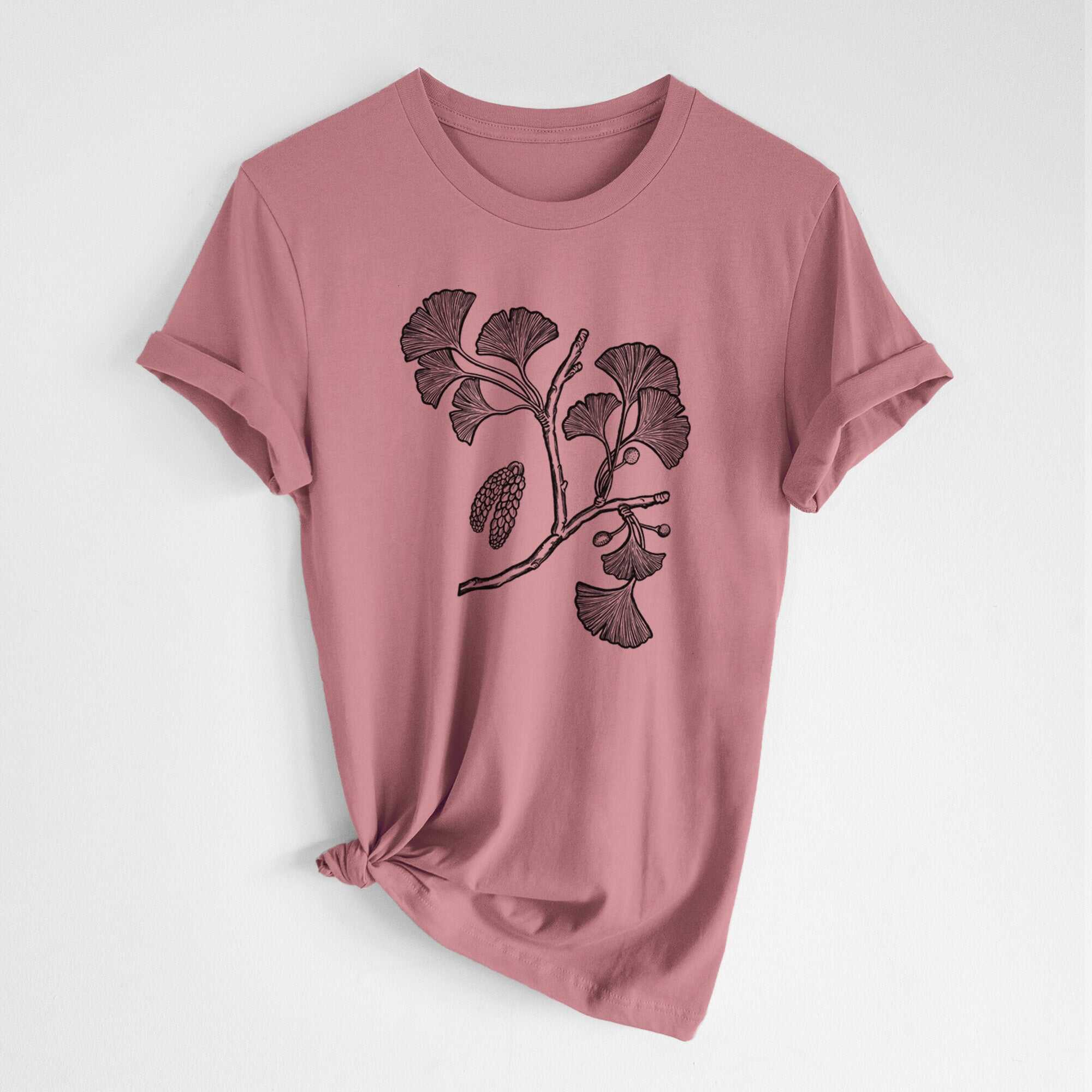 Ginkgo Biloba - Ginkgo Tree Stem with Leaves - Lightweight 100% Cotton Unisex Crewneck