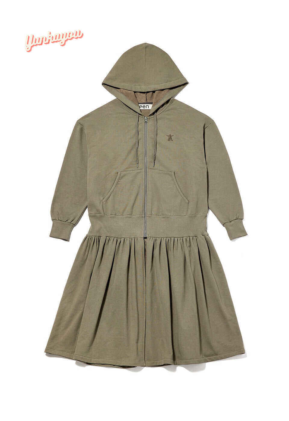 SHIRRING HOODIE JACKET, GRAY