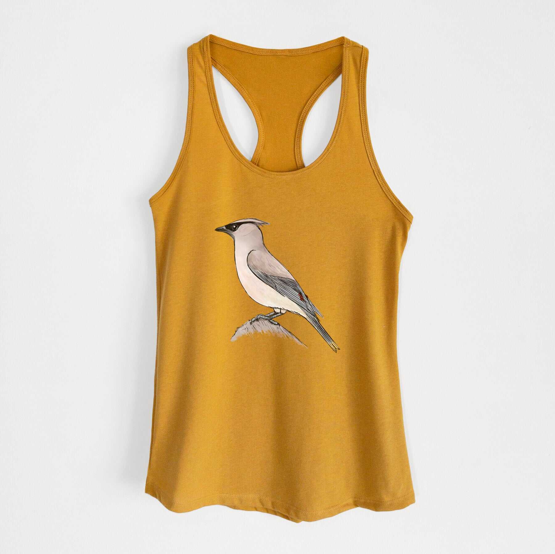 Vibrant Cedar Waxwing - Bombycilla cedrorum - Women's Racerback Tanktop
