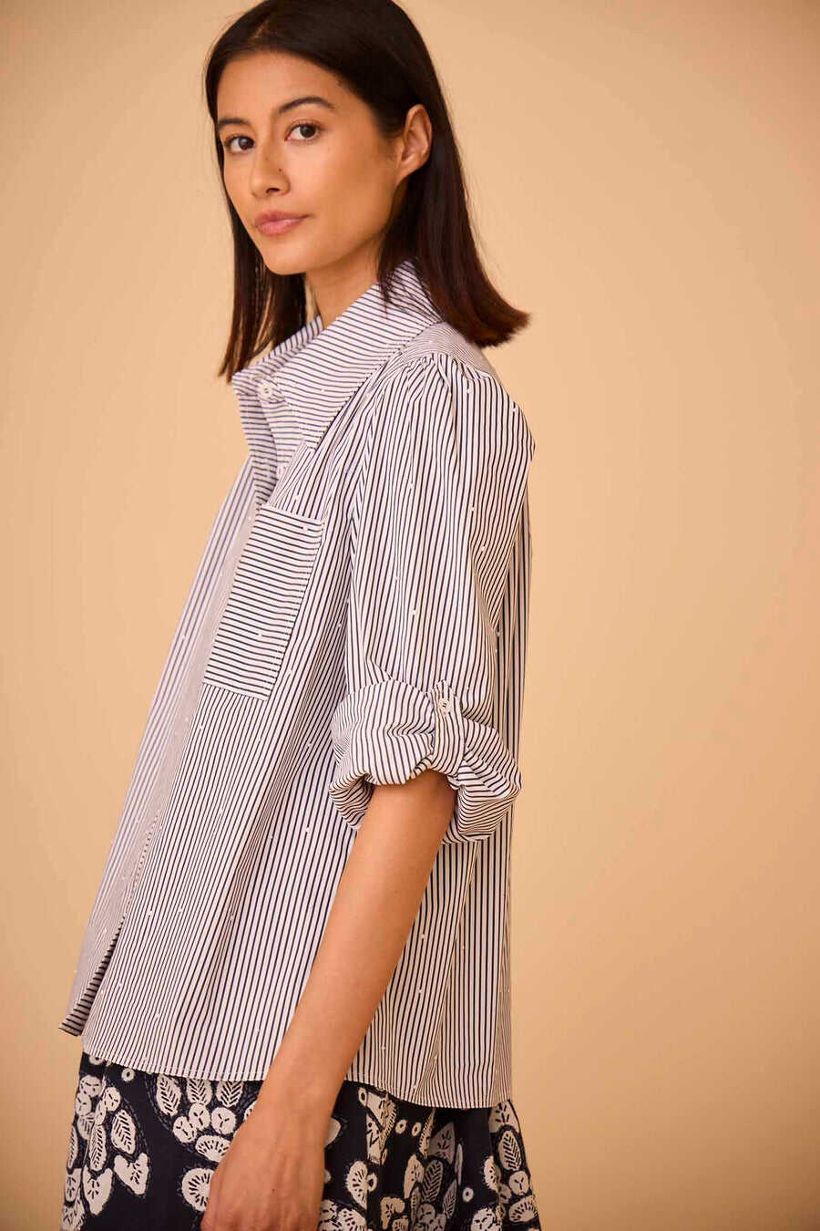 Hunter Bell Jade Shirt in Embellished Croquet Stripe1