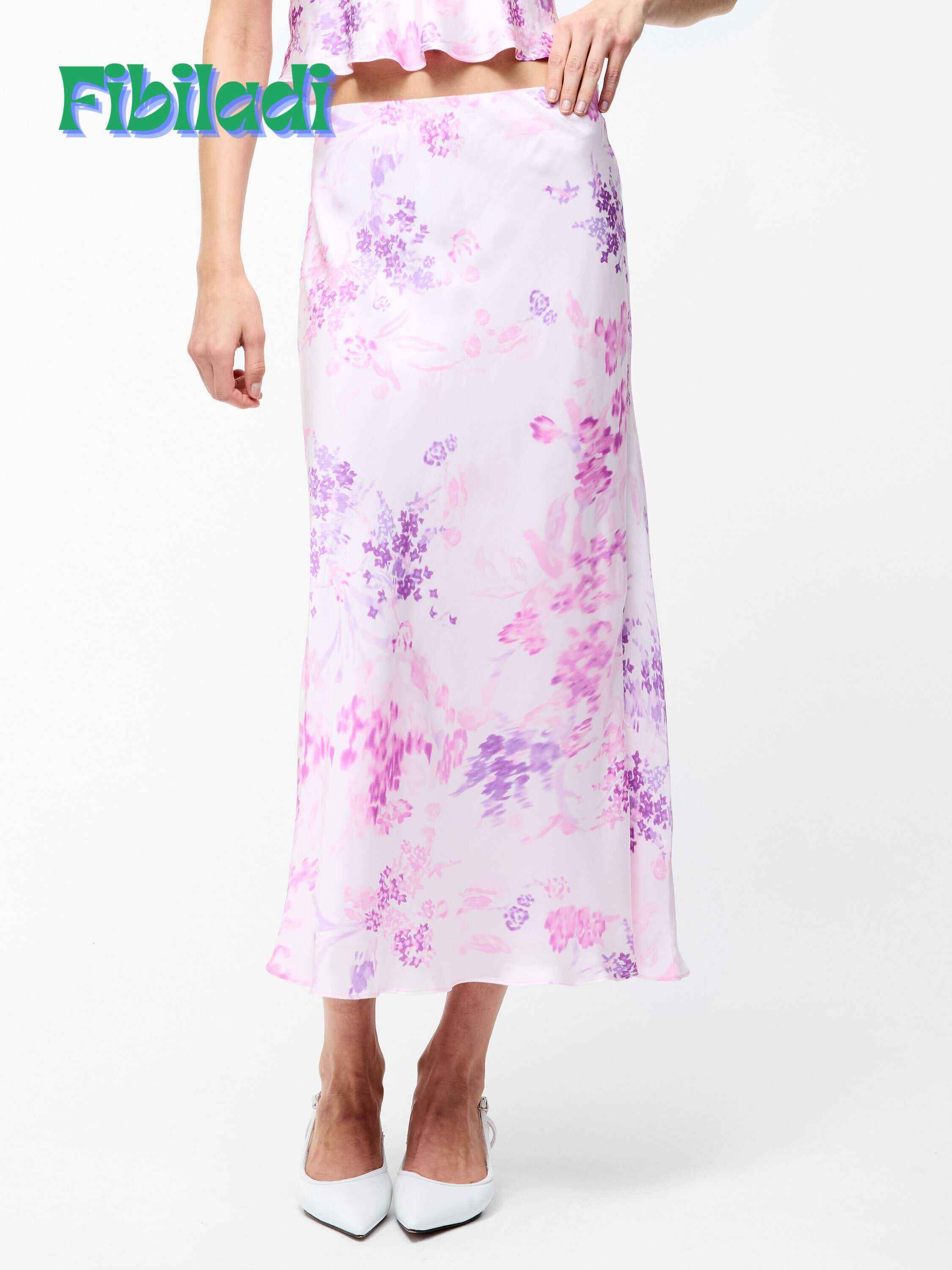 Elyria Oona Satin Midi Skirt