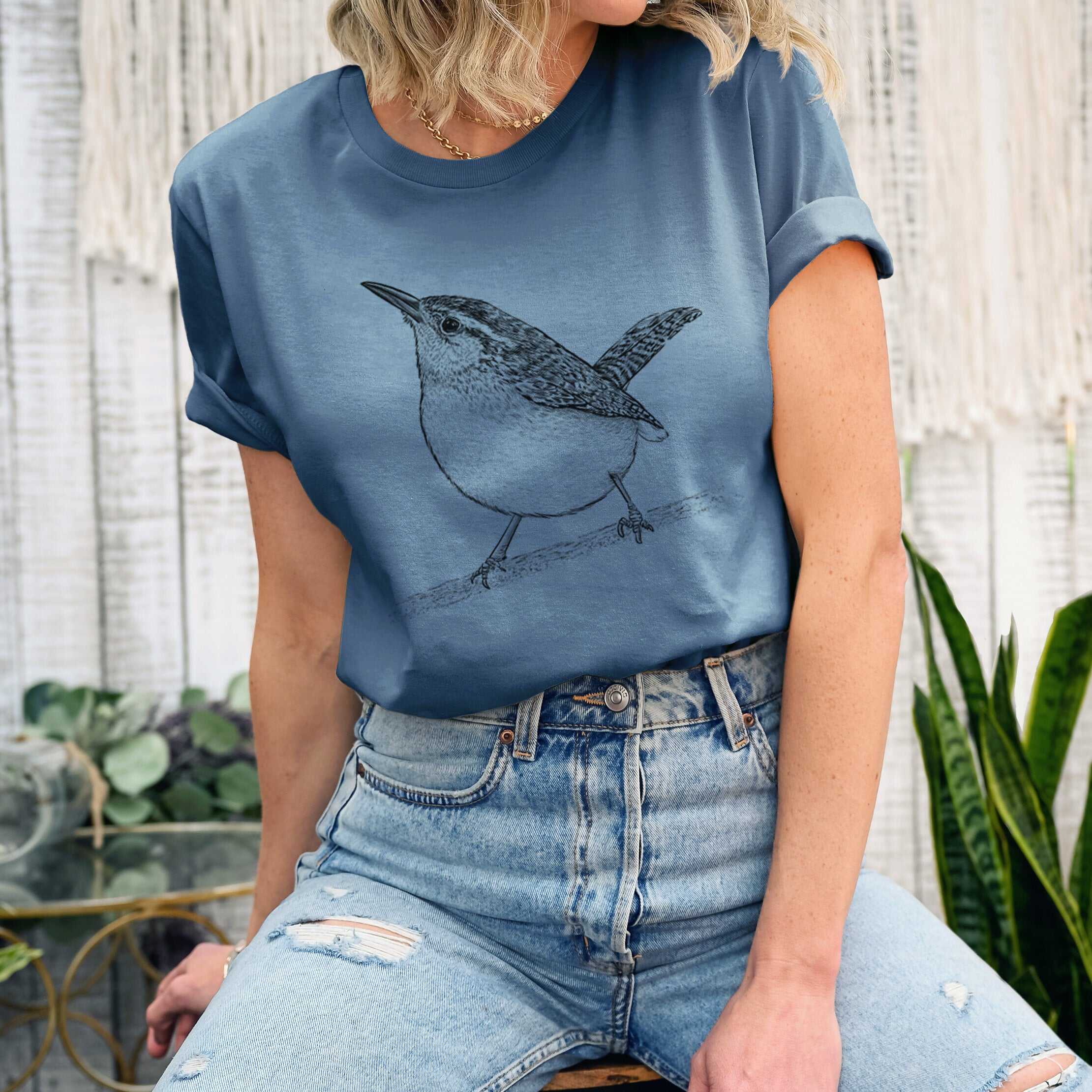 Carolina Wren - Thryothorus ludovicianus - Lightweight 100% Cotton Unisex Crewneck