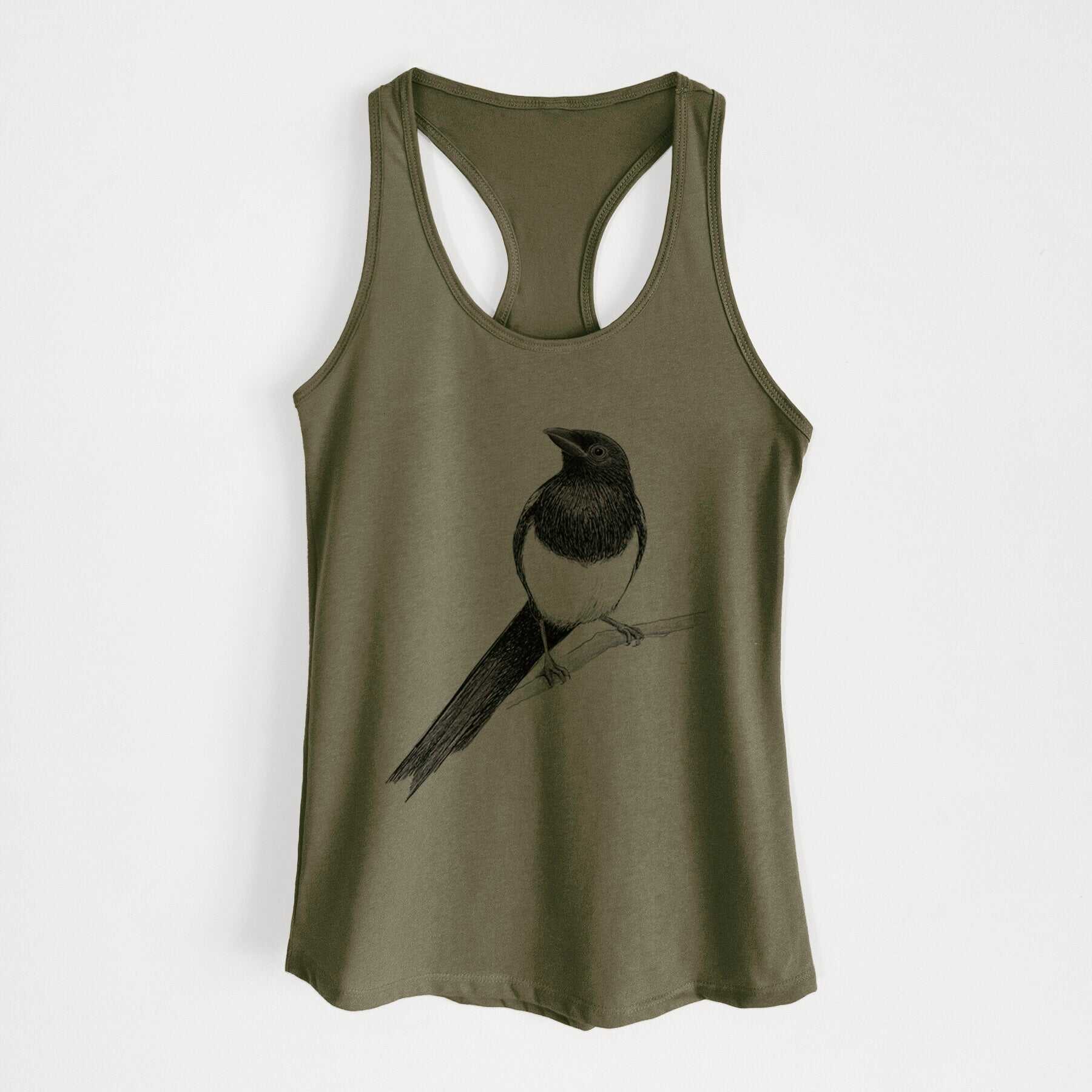 Black-billed Magpie - Pica hudsonia - Women's Racerback Tanktop