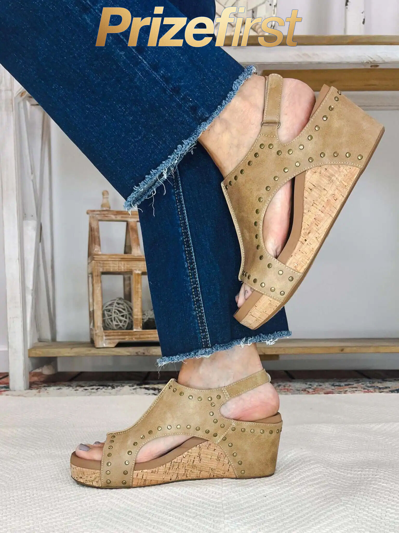 Corky's Footwear Carley Wedge Sandal - Taupe Oil with Studs