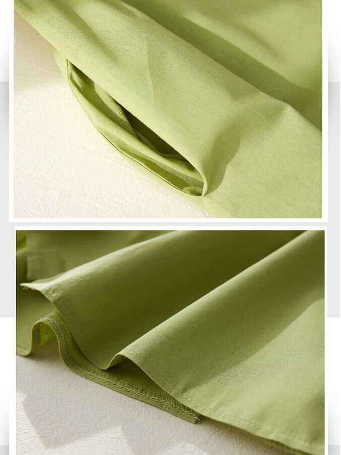 Cotton And Linen Solid Color Shirt Skirt