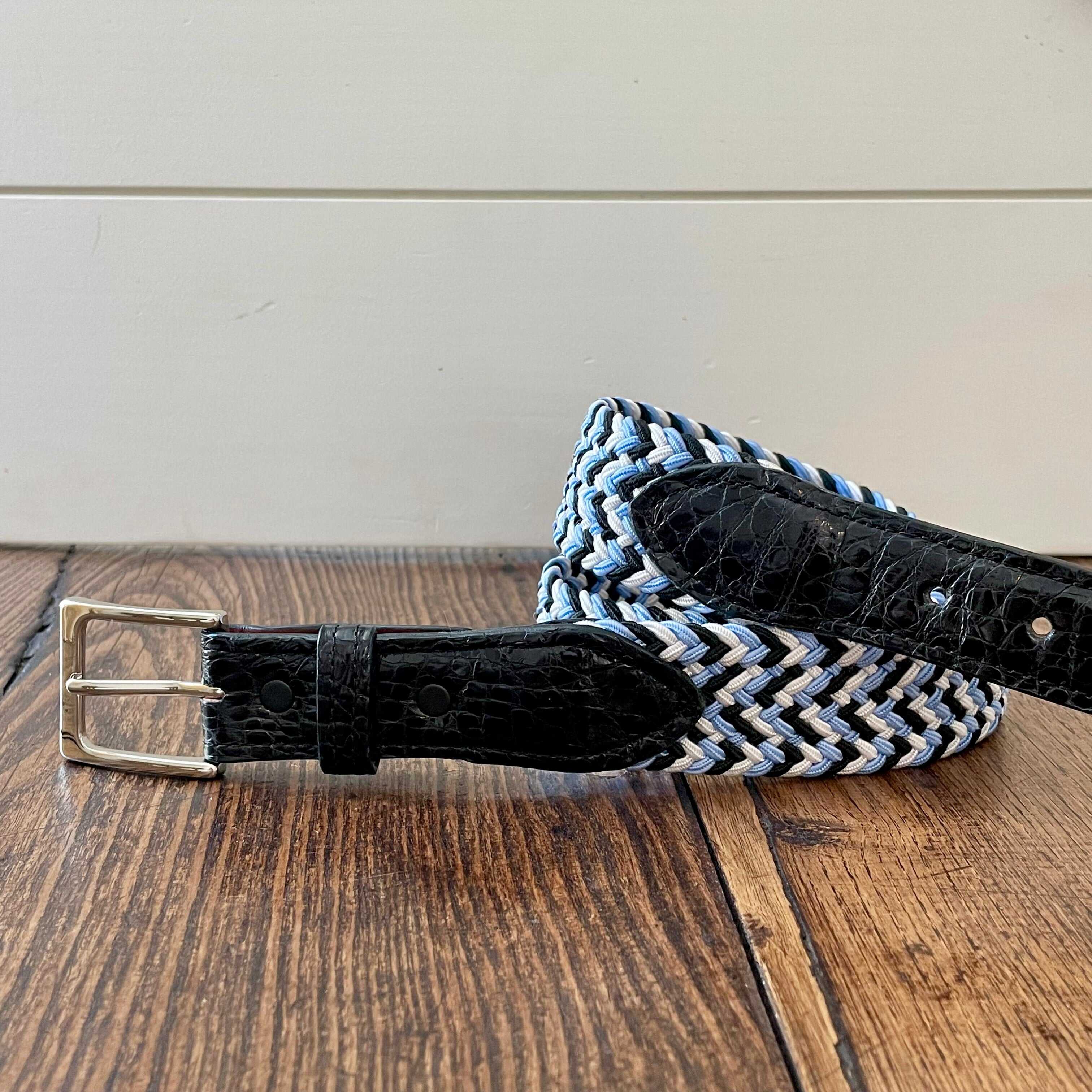 The Stretch Belt, Light Blue, Black, & White