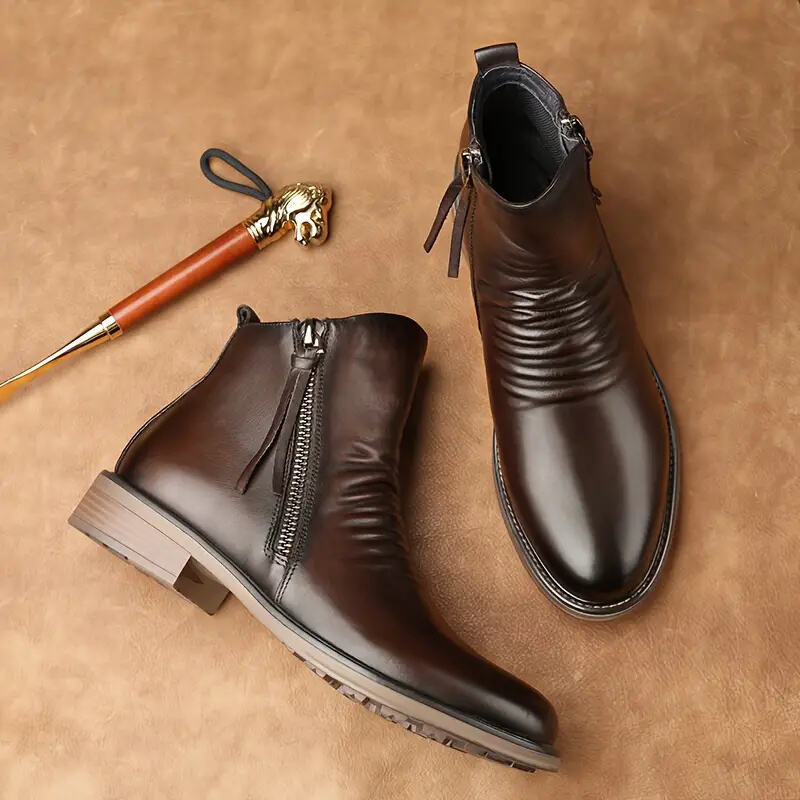 Italian Hand-Embossed Genuine Leather Chelsea Boots