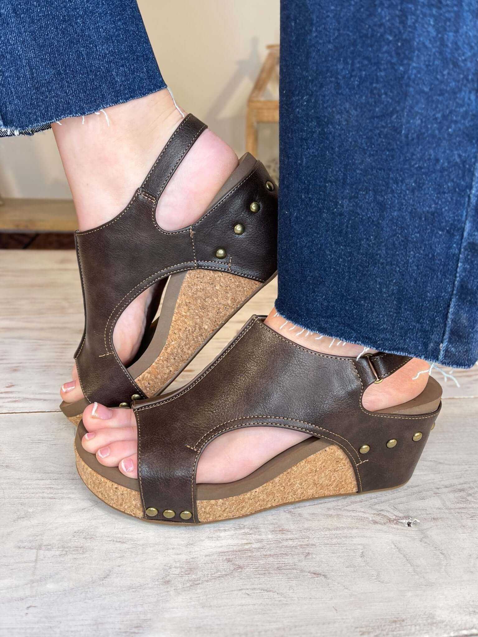 Corky's Footwear Carley Wedge Sandal - Chocolate Smooth
