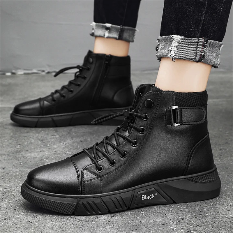 (🔥Hot Sale) Men's Top-Quality Motorcycle Boots Genuine Leather Waterproof Anti-Slip Anti-Sprain