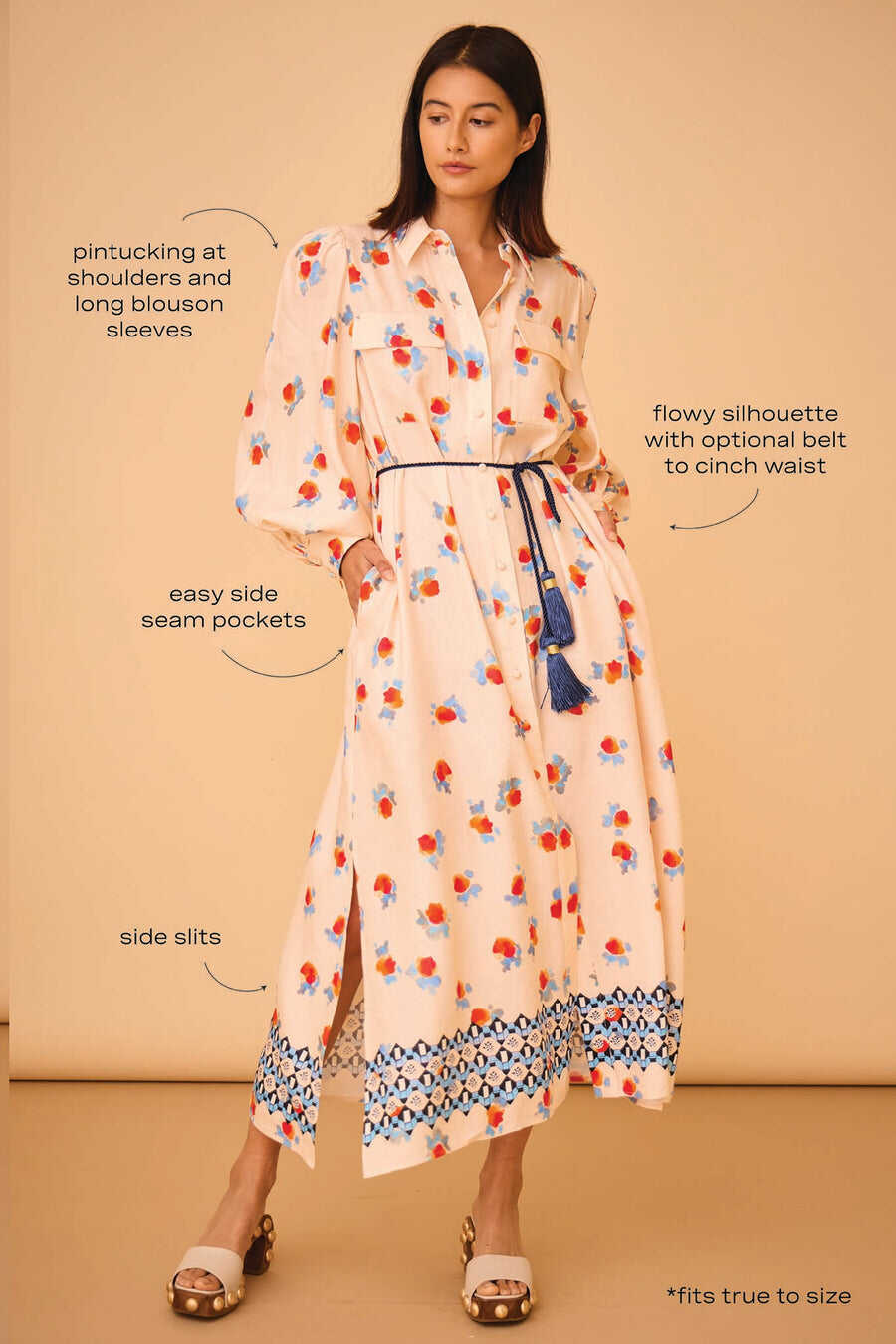 Hunter Bell Wilder Dress in Watercolor Floral Border