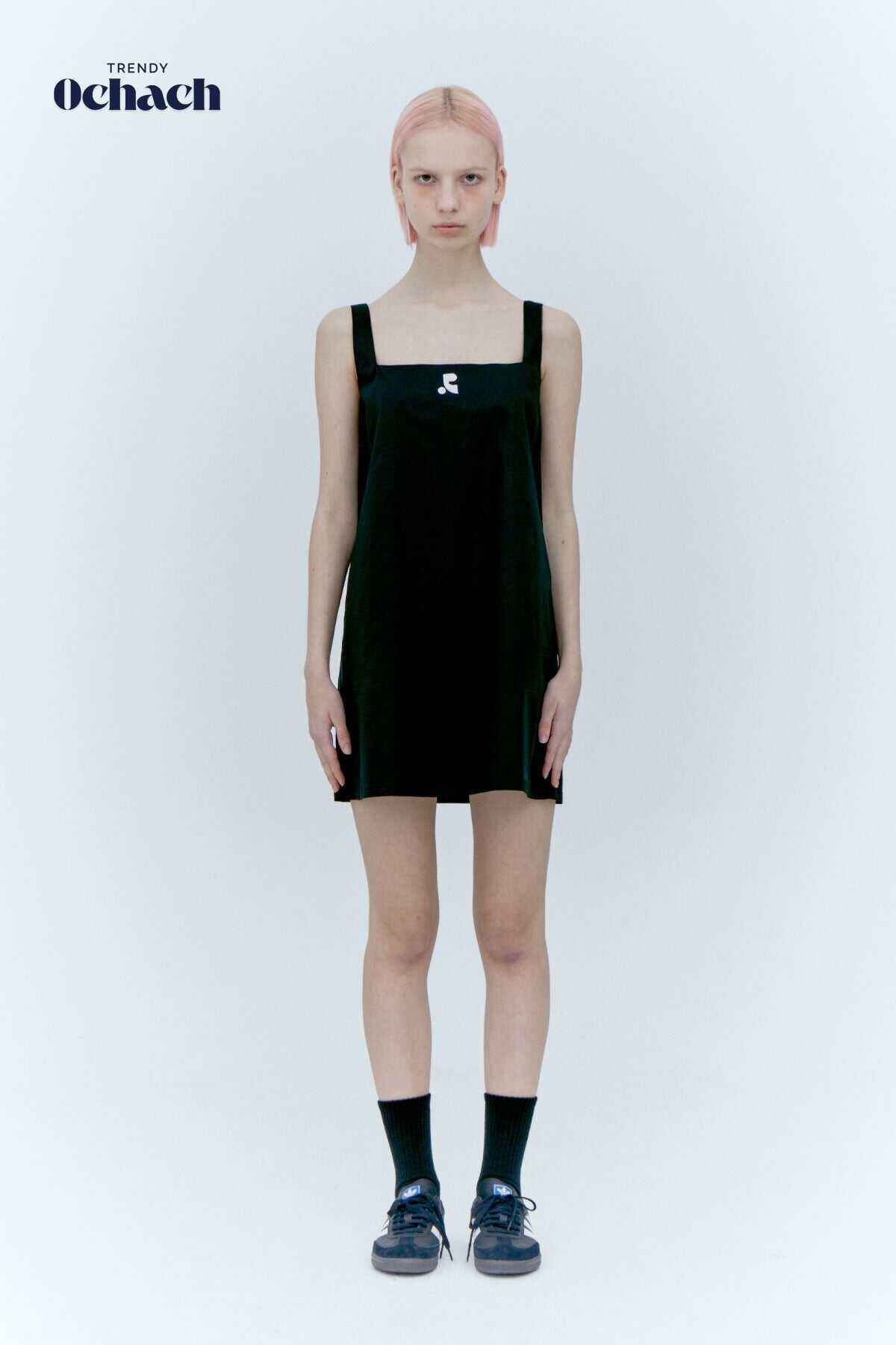 SQUARE NECK MINI DRESS - BLACK