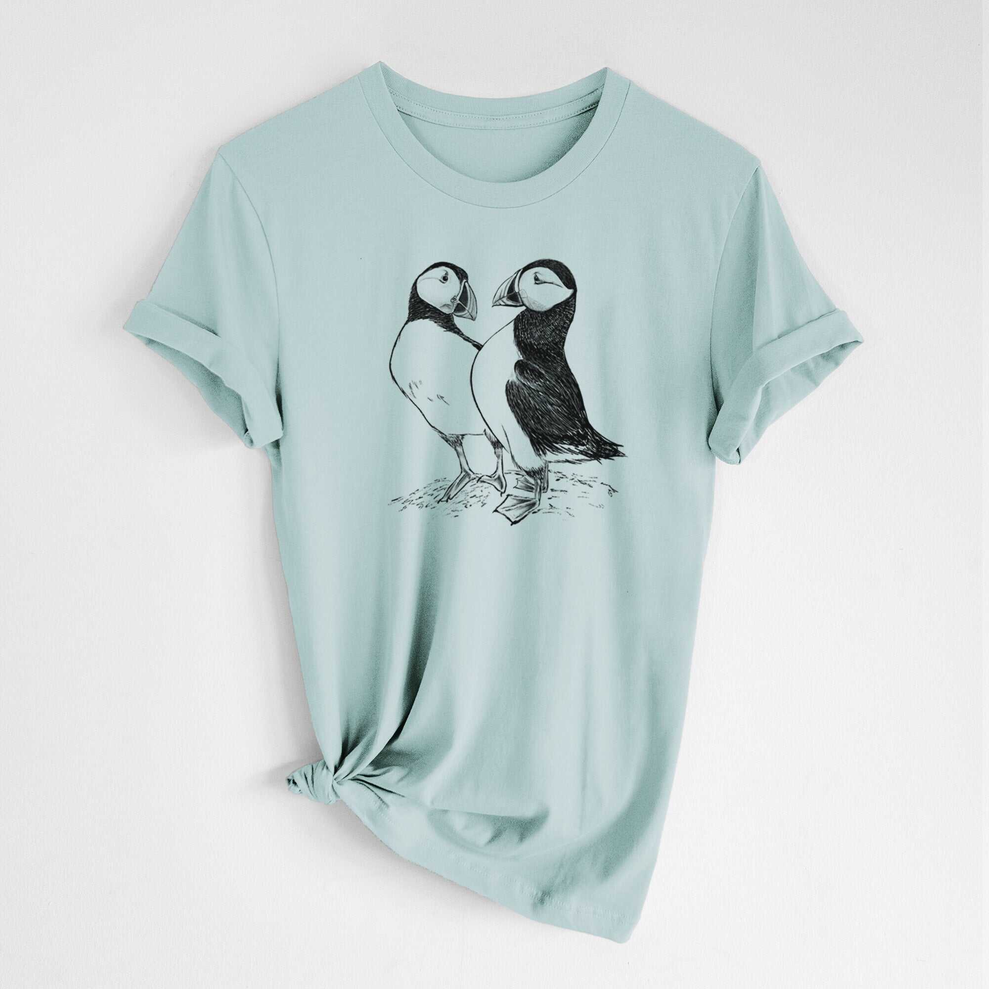 Atlantic Puffins Pair - Fratercula arctica - Lightweight 100% Cotton Unisex Crewneck