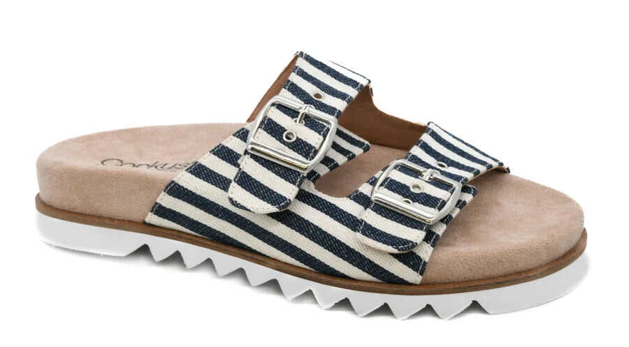 Corkys Dash Navy Stripe Sandal FINAL SALE