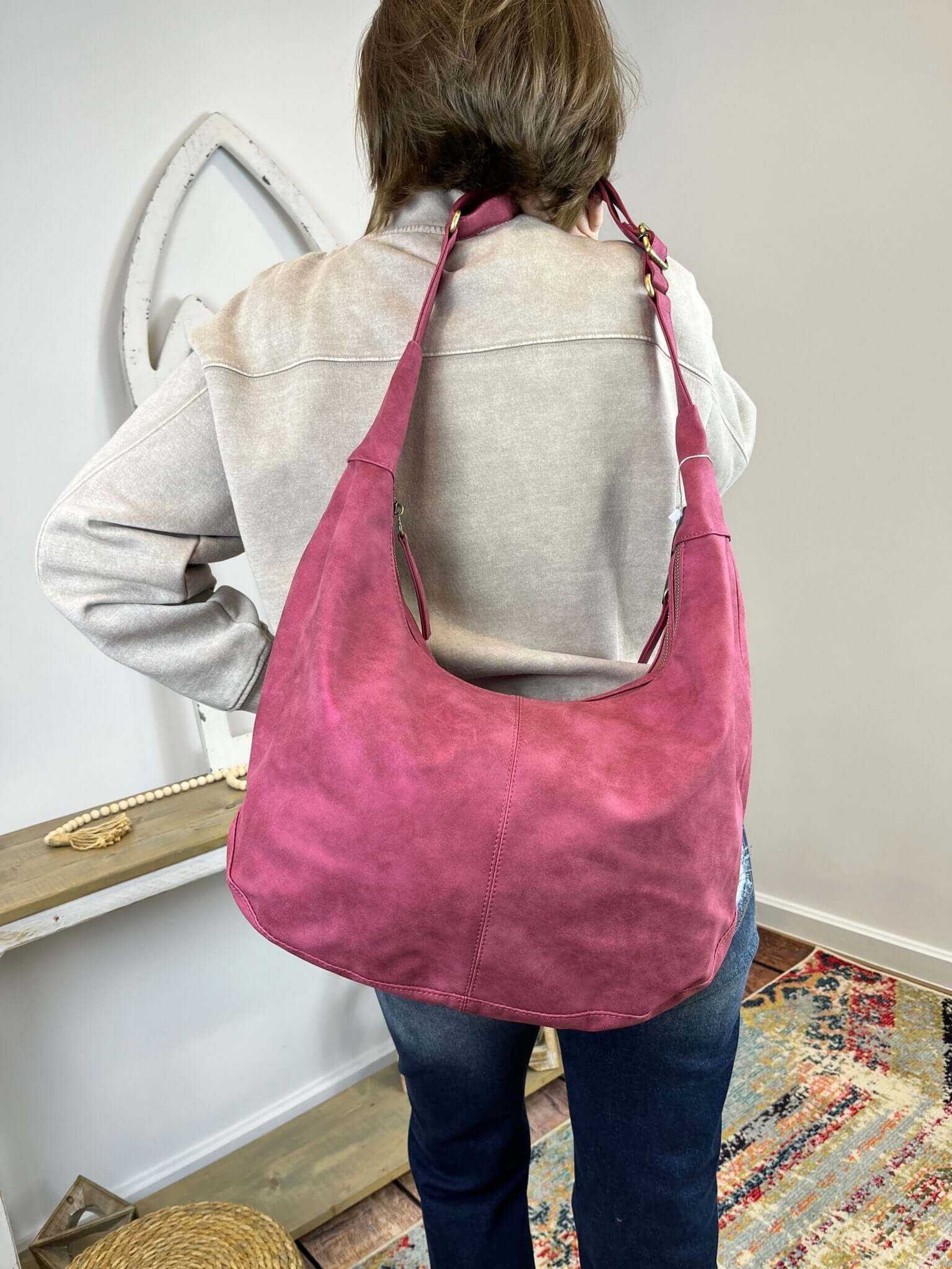 Rochelle Faux Suede Large Crescent Hobo