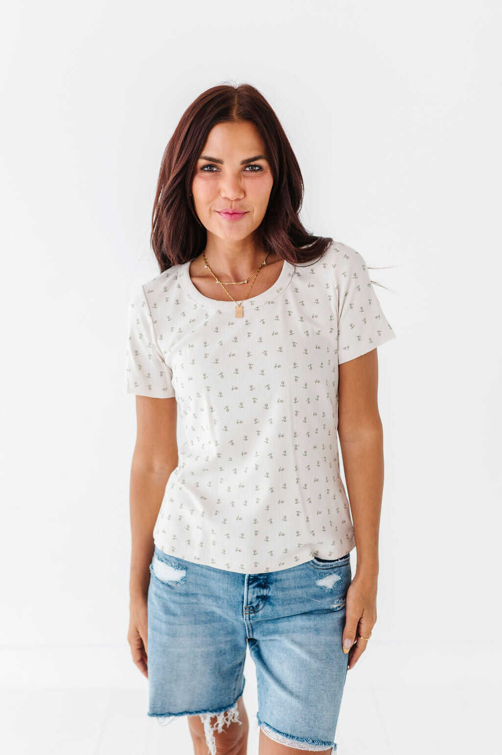 Prue Floral Ribbed Tee