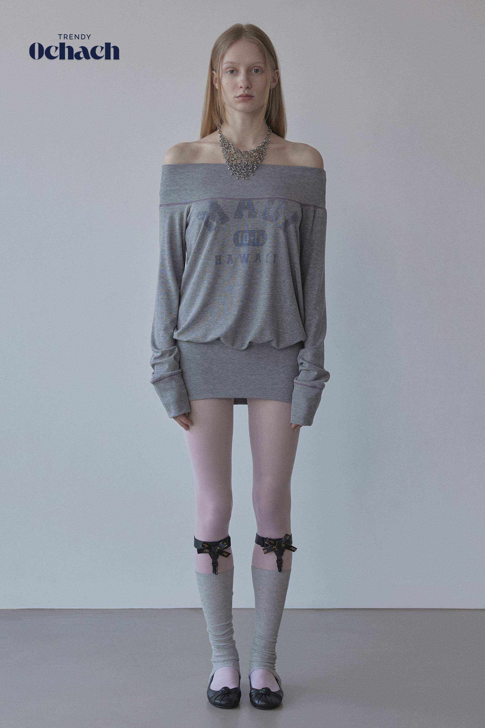 SCULPTOR Maui Off-Shoulder Dress Melange Gray