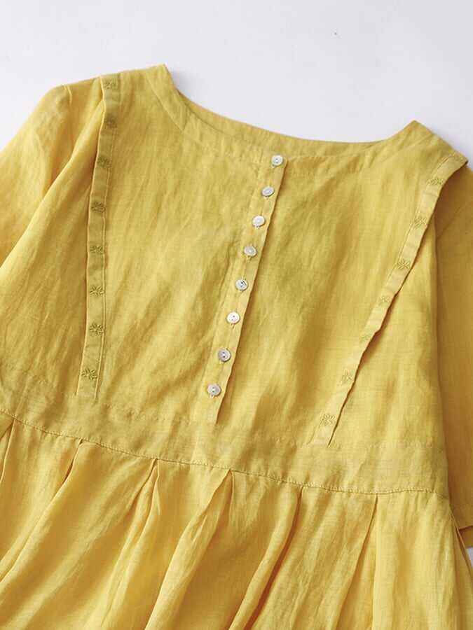 Japanese Style Solid Loose Swing Dress