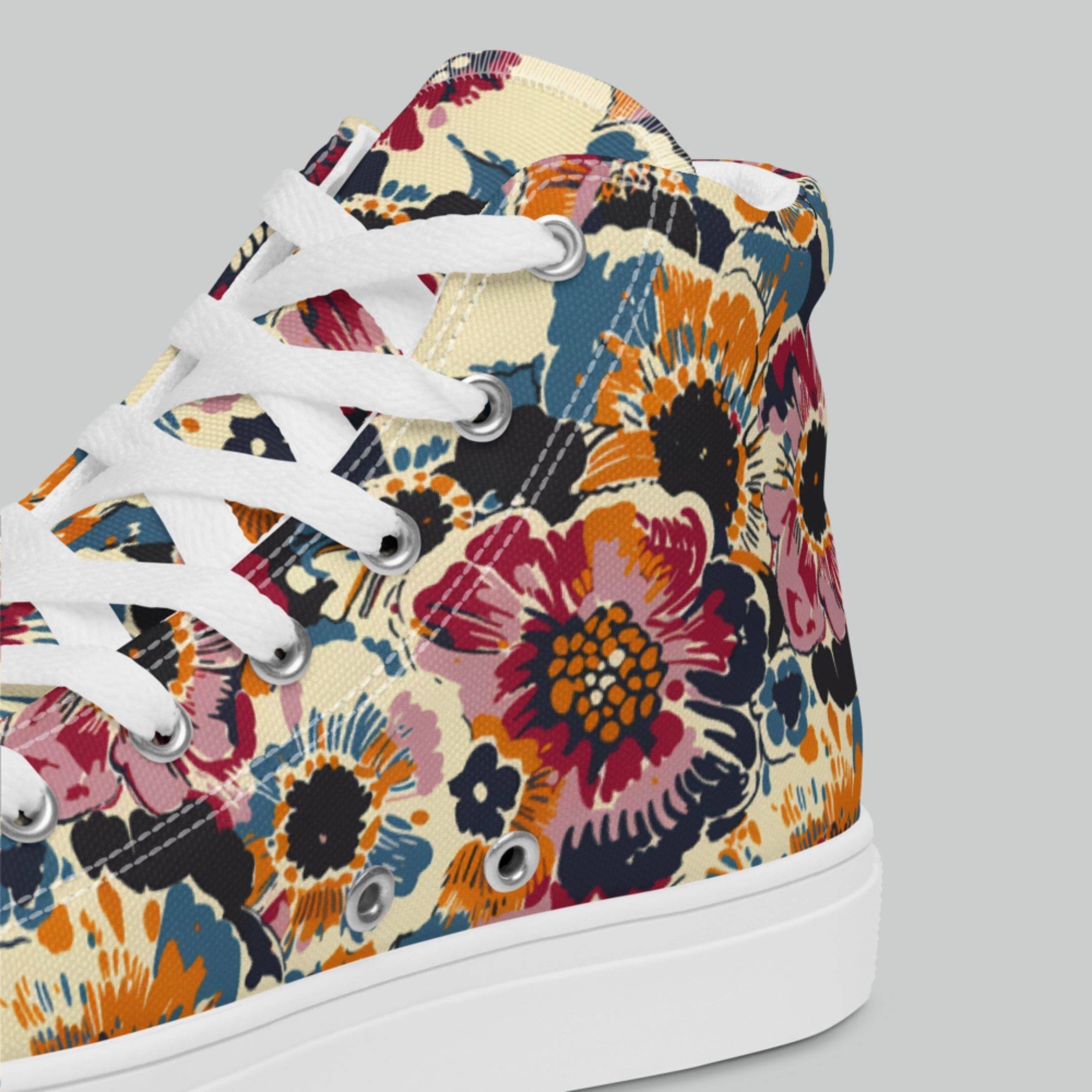 Bold Vintage Floral High Top Canvas Shoes