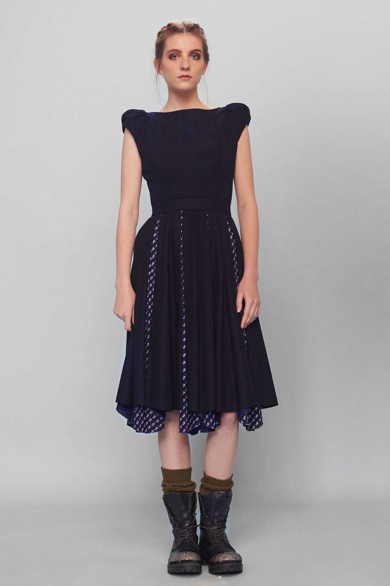 RITA dress - Navy / Indigo print