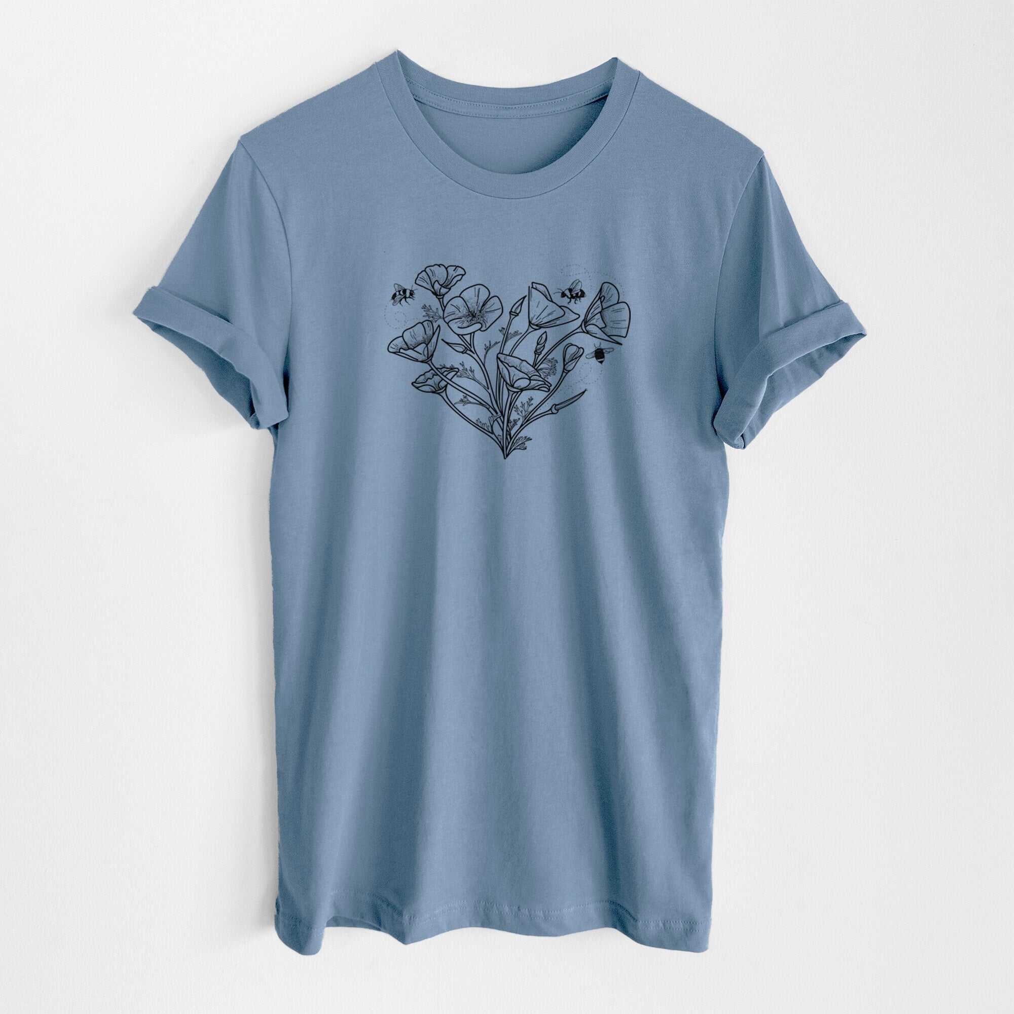 California Poppy Heart - Lightweight 100% Cotton Unisex Crewneck