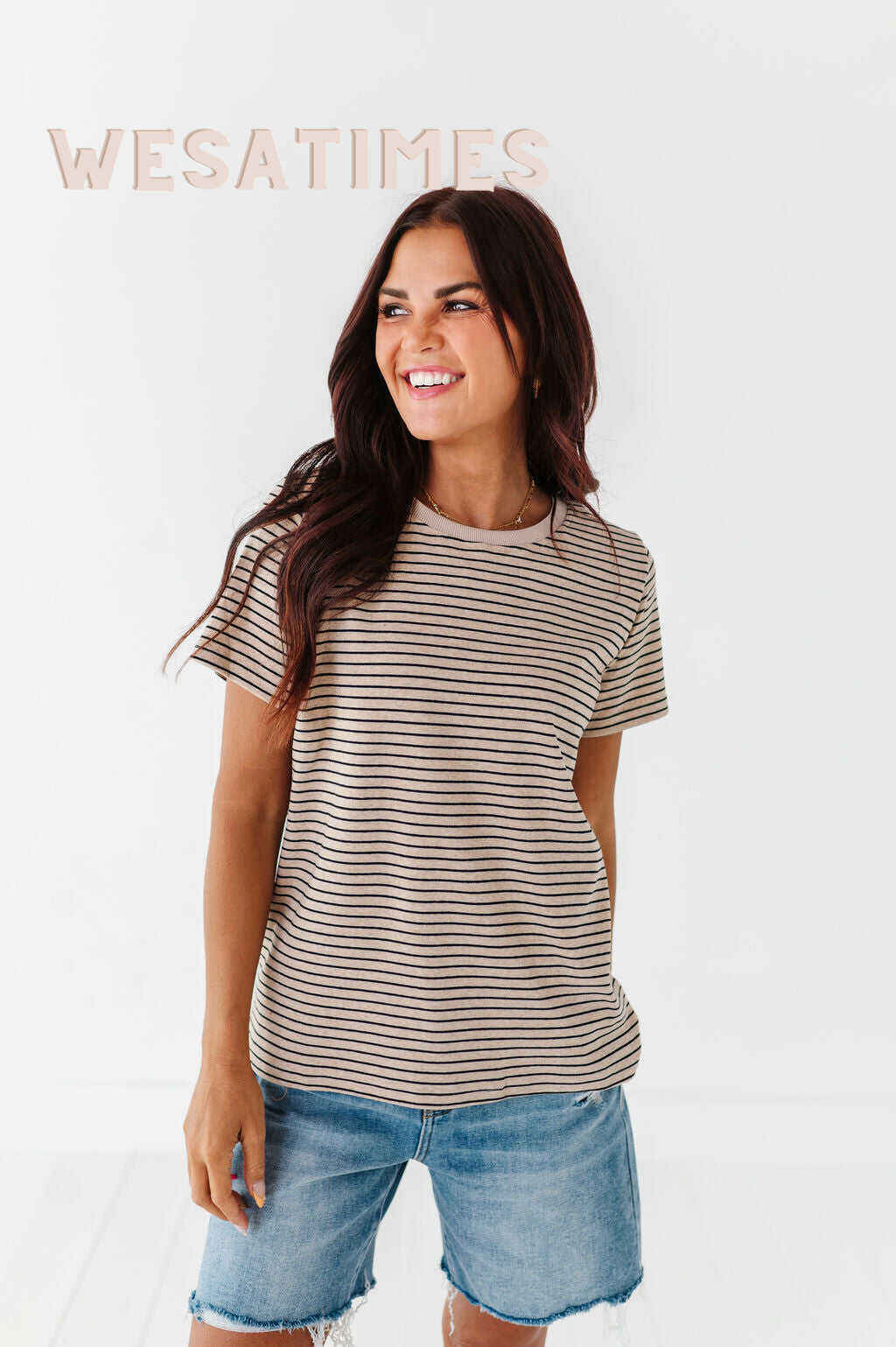 Felicity Striped Top in Oatmeal