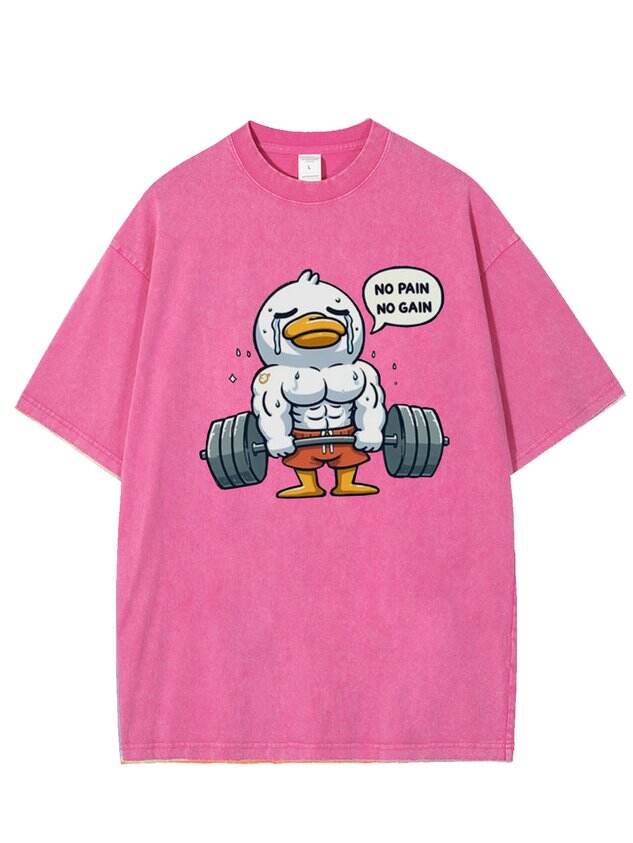 🦆 Fun Fitness Weeping Duck Print Washed T-Shirt