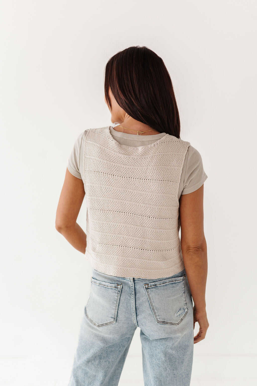 Olly Knit Vest in Oatmeal - Size Large Left