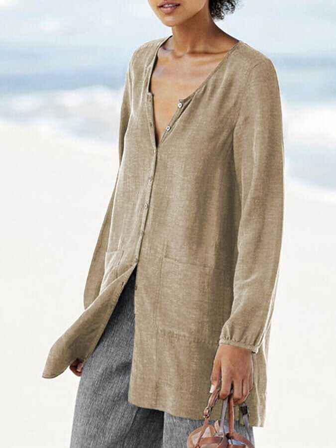 Casual Pocket Solid Cardigan