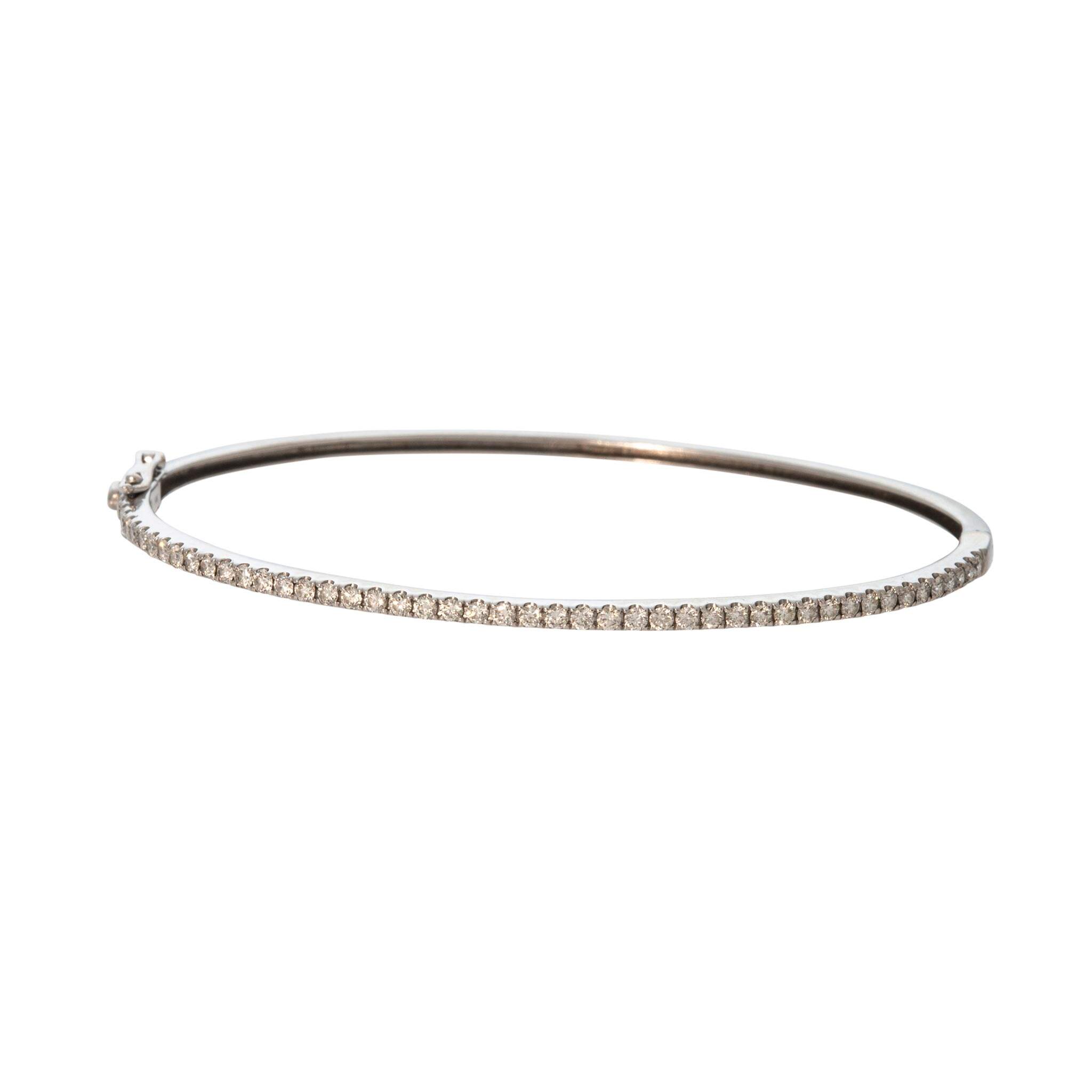 Vintage 1ctw Diamond Pavé 14K White Gold Bangle