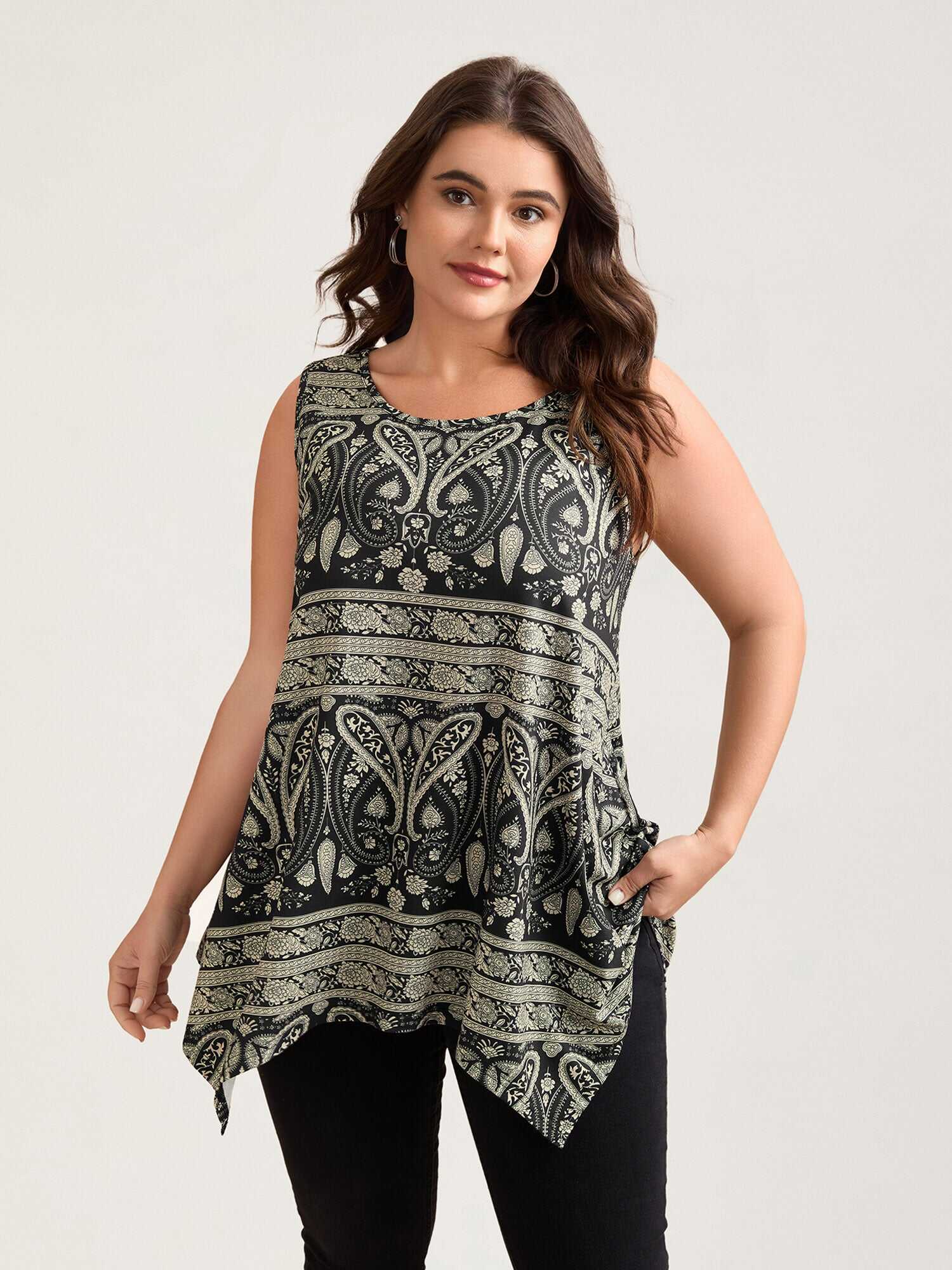 Boho Print Flared Tank Top
