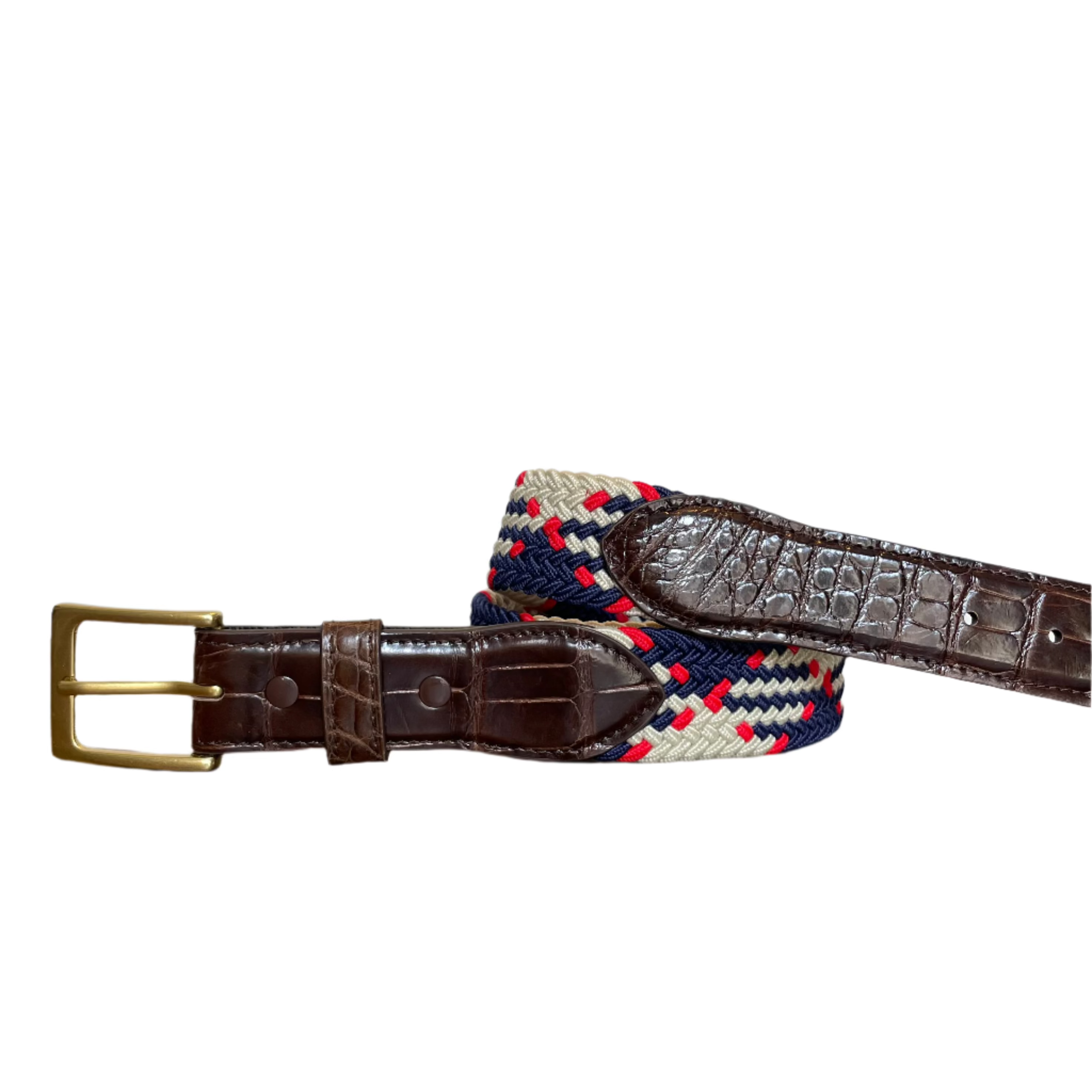 The Stretch Belt, Red, Tan & Navy